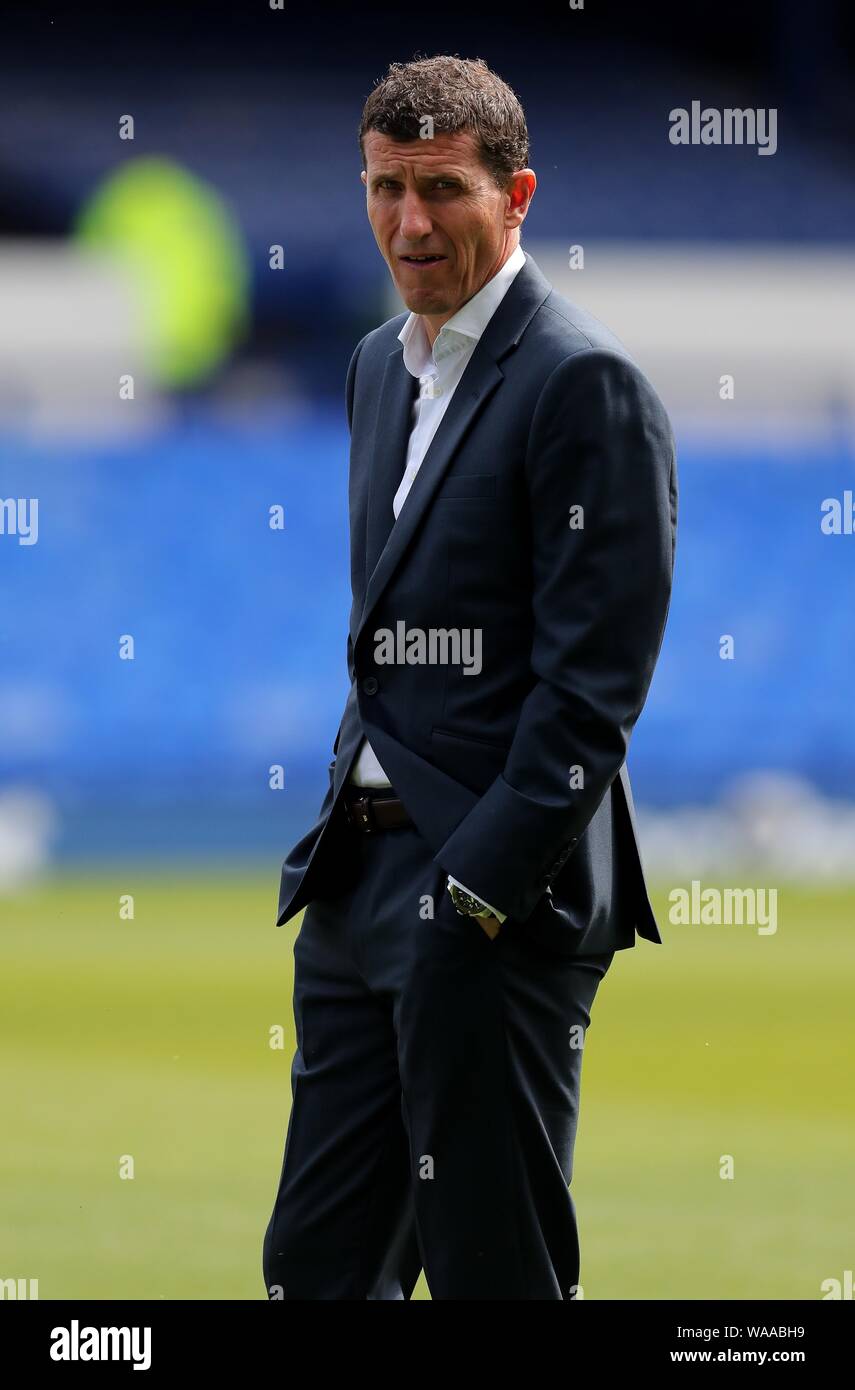 JAVIA GRACIA FC WATFORD MANAGER FC Everton V FC Watford, Premier League Goodison Park, Everton, ENGLAND, 17. August 2019 GBD 14796 streng redaktionelle Verwendung. Wenn der Spieler/Spieler in diesem Bild dargestellt ist/Spielen für einen englischen Club oder das England National Team. Dann ist dieses Bild darf nur für redaktionelle Zwecke verwendet werden. Keine kommerzielle Nutzung. Folgende Verwendungen sind auch dann eingeschränkt, wenn in einem redaktionellen Kontext: Verwendung in Verbindung mit oder als Teil eines nicht autorisierten Audio-, Video-, Daten-, Spielpläne, Verein/liga Logos, Wetten, Spiele oder eine "Live"-Diensten. Auch eingeschränkt Stockfoto