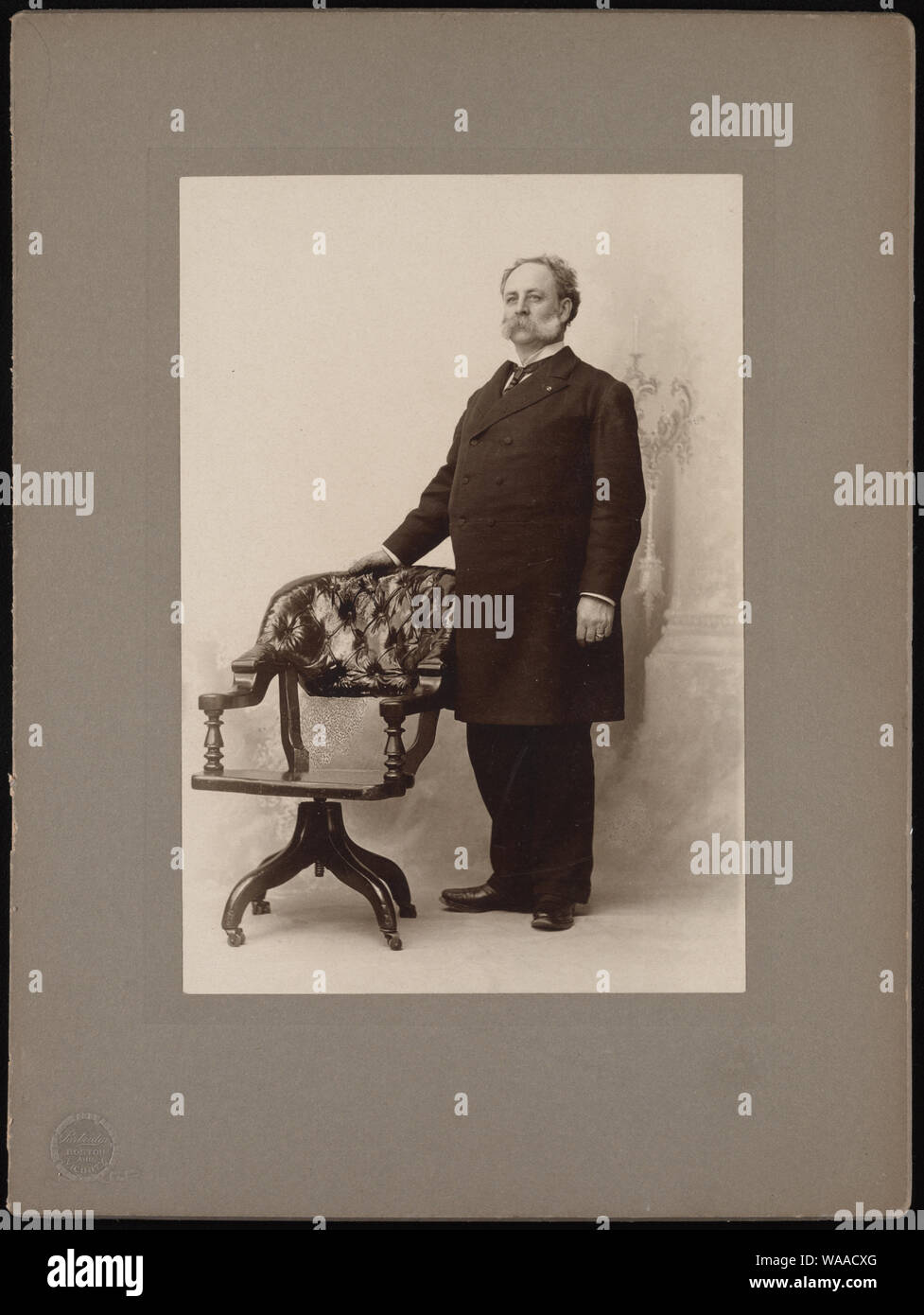 Bürgerkriegveteran Wilmon Whilldin Blackmar mit Grant's Stuhl]/Partridge, Boston und Umgebung Stockfoto