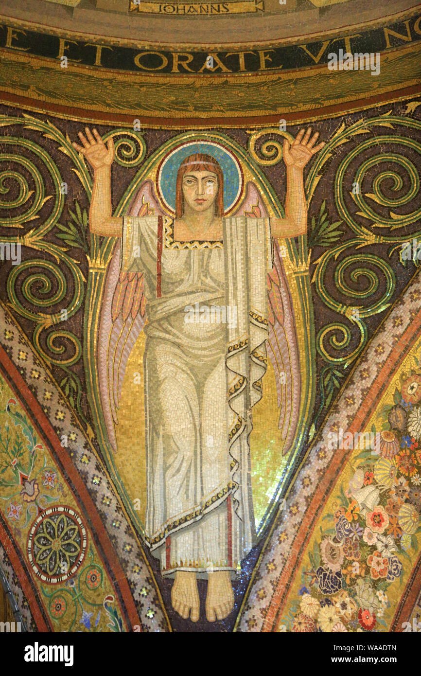 Engel. Mosaik der Basilika in Gethsemane. Die Kirche aller Nationen, auch die Kirche oder die Basilika der Agonie bekannt. Jerusalem. Israel. Stockfoto