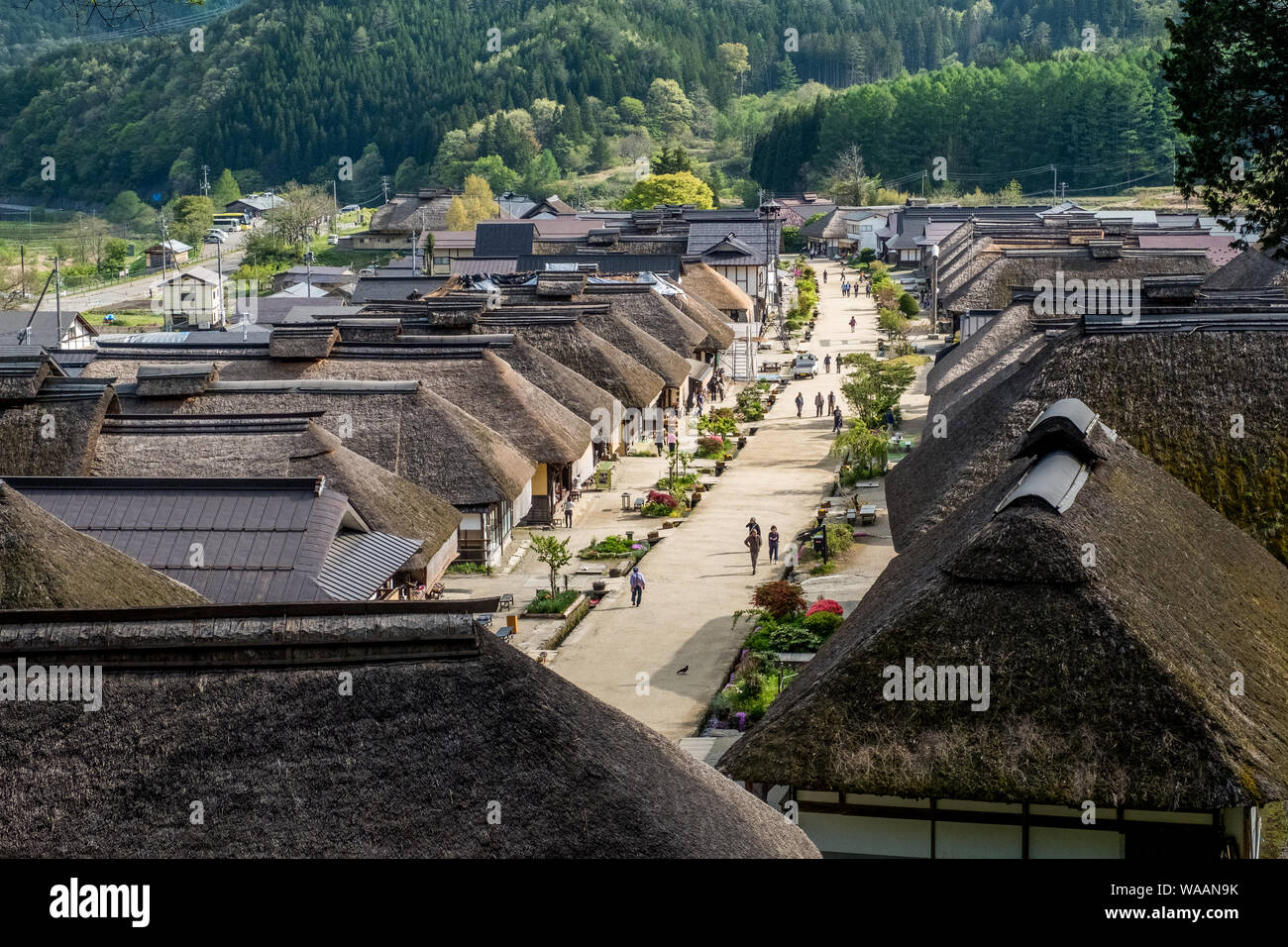 Ouchi-juku, ein malerisches traditionelles japanisches Poststädtchen in Aizu, Japan Stockfoto