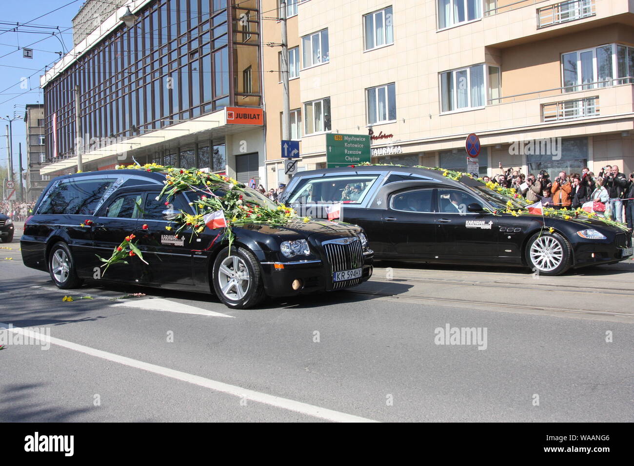 17.04.2010 Krakau, Polen. Die Beerdigung des Präsidenten der Republik Polen Lech Kaczynski und seine Frau Maria. Sie starben in der Absturz Smolensk. Stockfoto