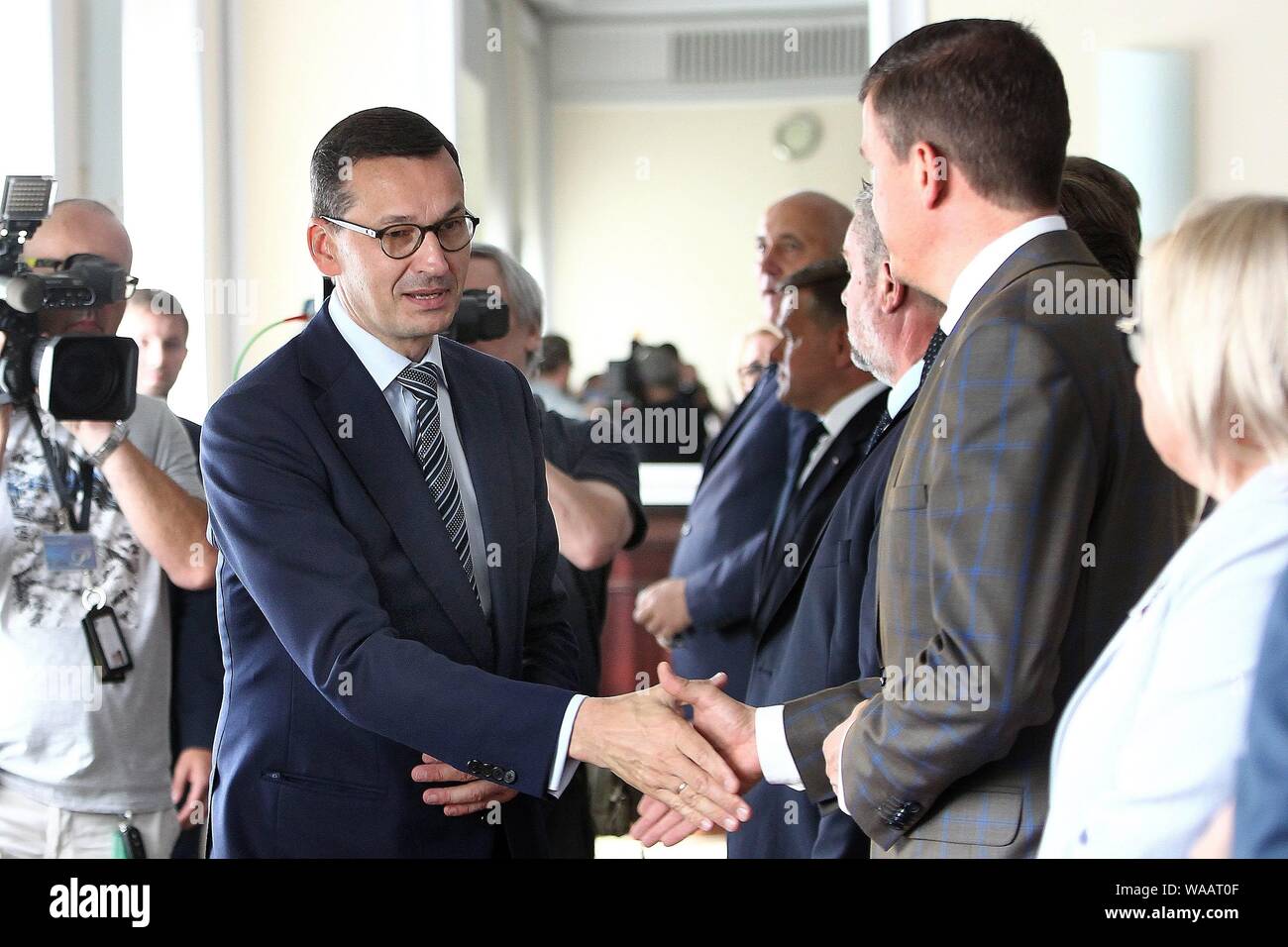 04.09.2018 Premierminister von Polen Mateusz Morawiecki im Kanzleramt sitzen. Warschau, Polen Stockfoto