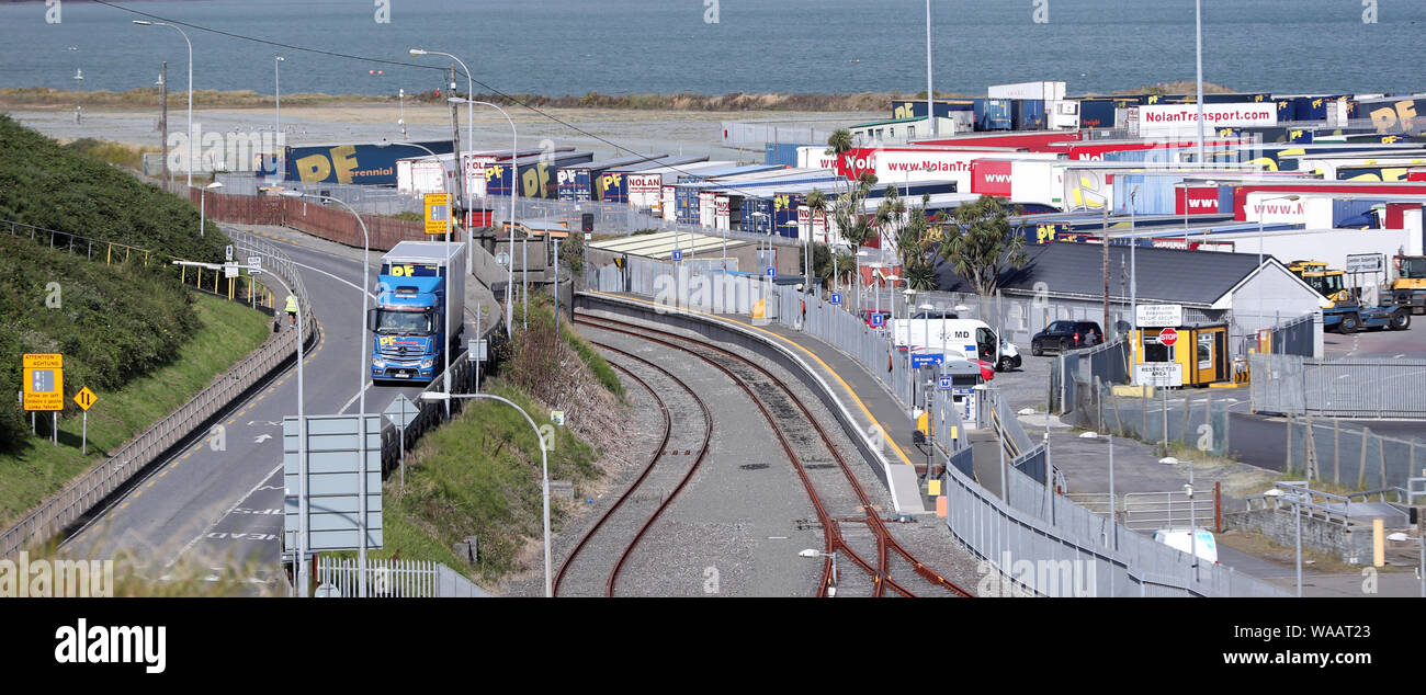 Lkw in Rosslare Europort in Co Wexford, Irland. Stockfoto