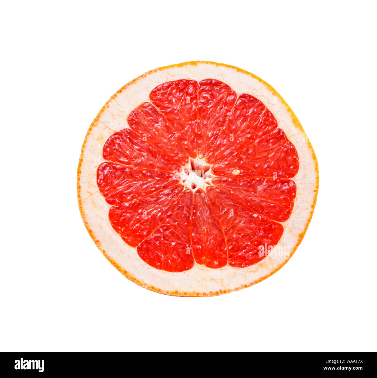 Die Hälfte der rosa Grapefruit auf weißem Hintergrund Stockfoto
