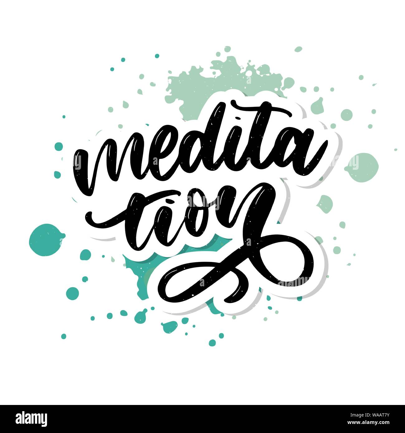 Vektor-Illustration meiner Therapie ist Meditation. Lettering Poster für Yoga Studio und Meditationskurs. Lustige Briefe für Begrüßung und Einladungskarte Stock Vektor