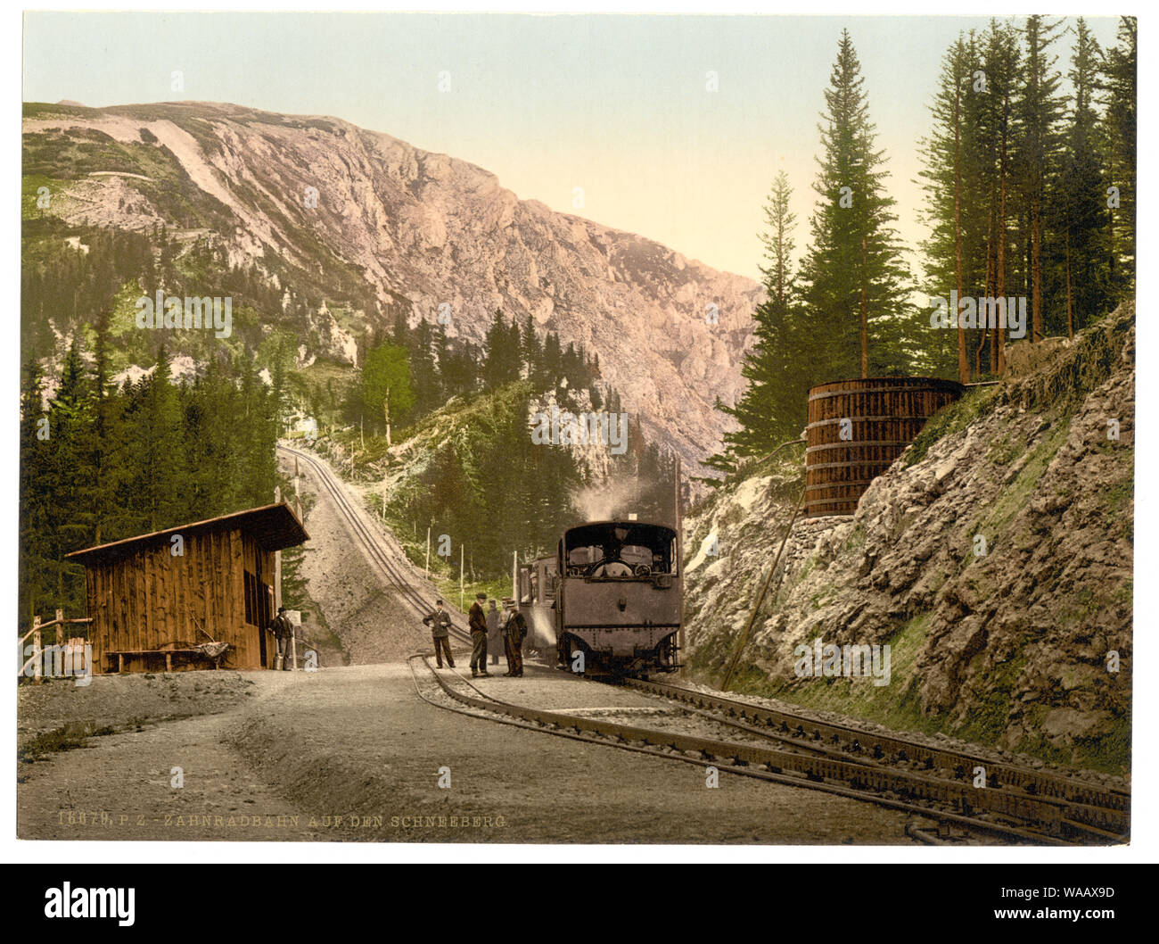 Cog railroad um den Schneeberg, Niederösterreich, Österreich-ungarn; Teil: Ansichten der österreichisch-ungarischen Monarchie in der Photochrom print Collection.; Titel von den Detroit Publishing Co., Katalog J - Ausland abschnitt, Detroit, Mich.: Detroit Publishing Company, 1905.; Drucken. 16679. Stockfoto