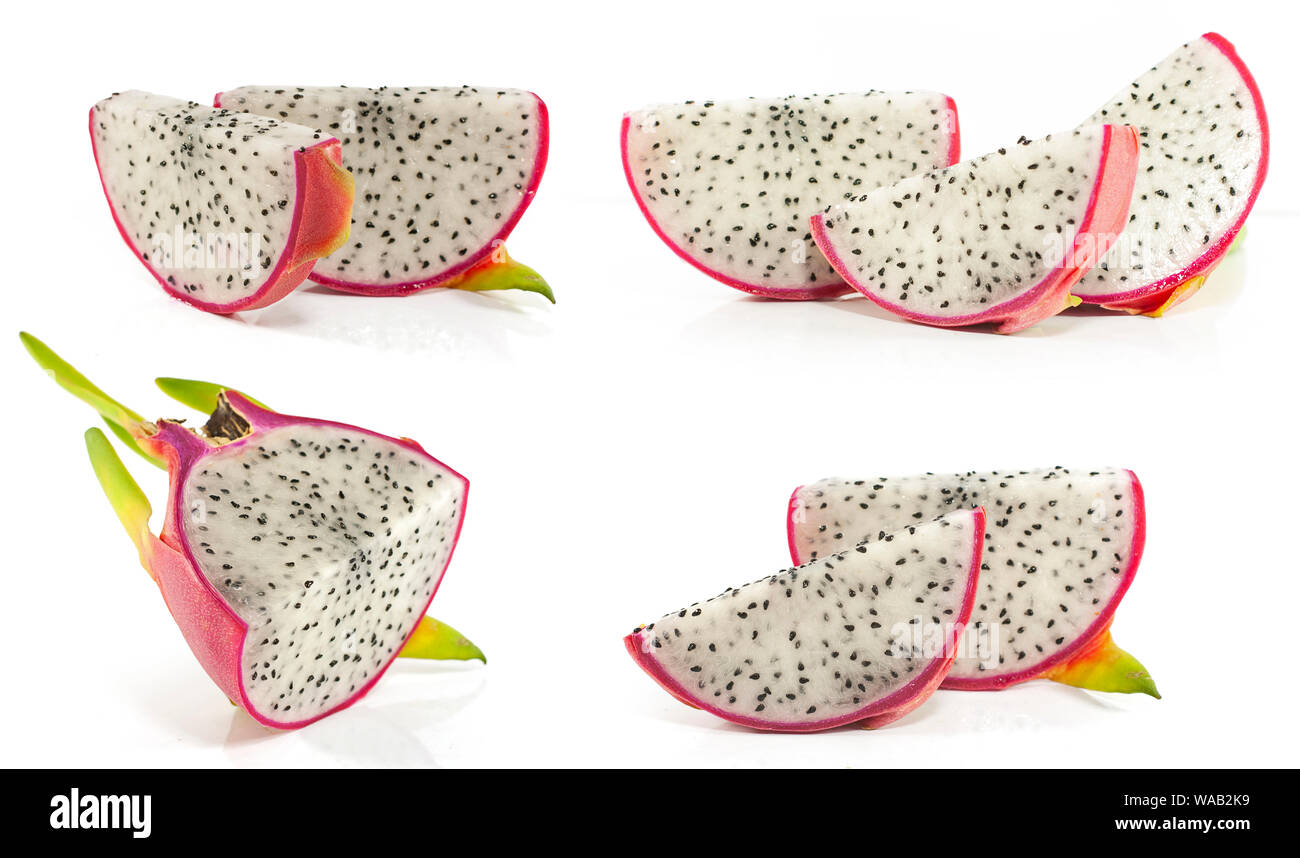Gruppe von dragon Obst oder pitaya Obst auf weißem Hintergrund Stockfoto