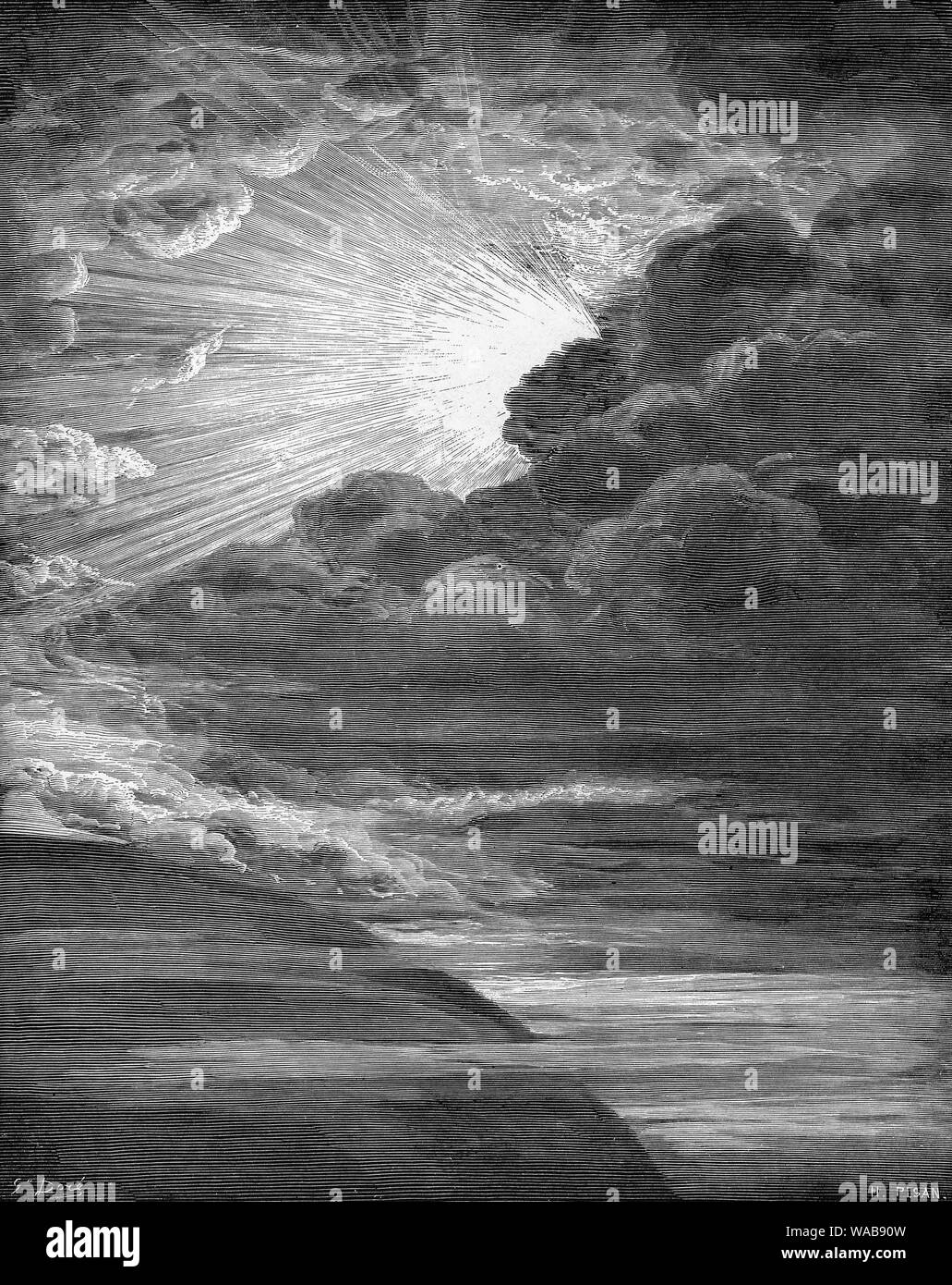 Gustave Doré, die Schaffung von Licht, Buch Genesis Gravur, 1866 Stockfoto