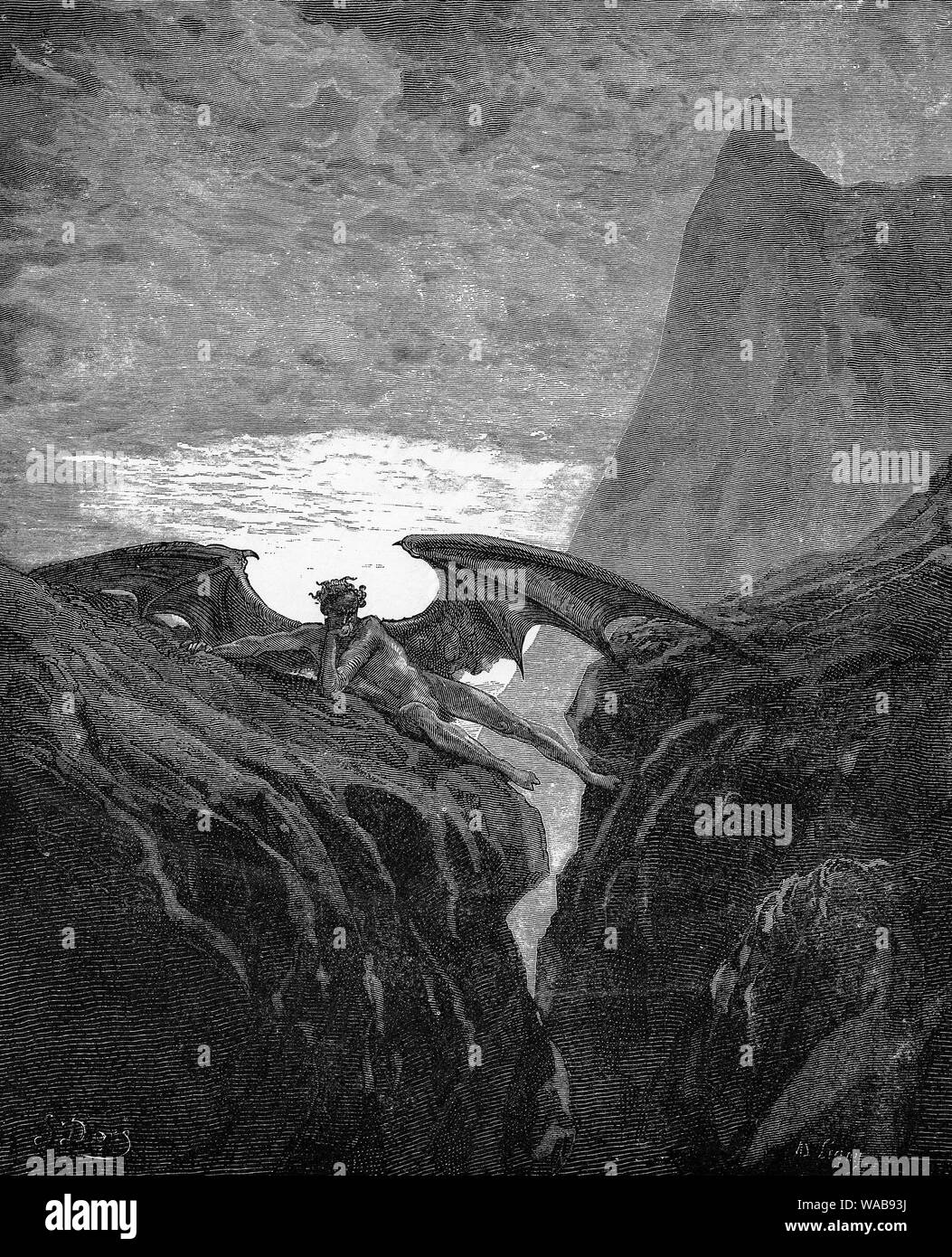 Gustave Doré, heute Nacht ihr Kurs begann, Paradise Lost Gravur, 1866 Stockfoto