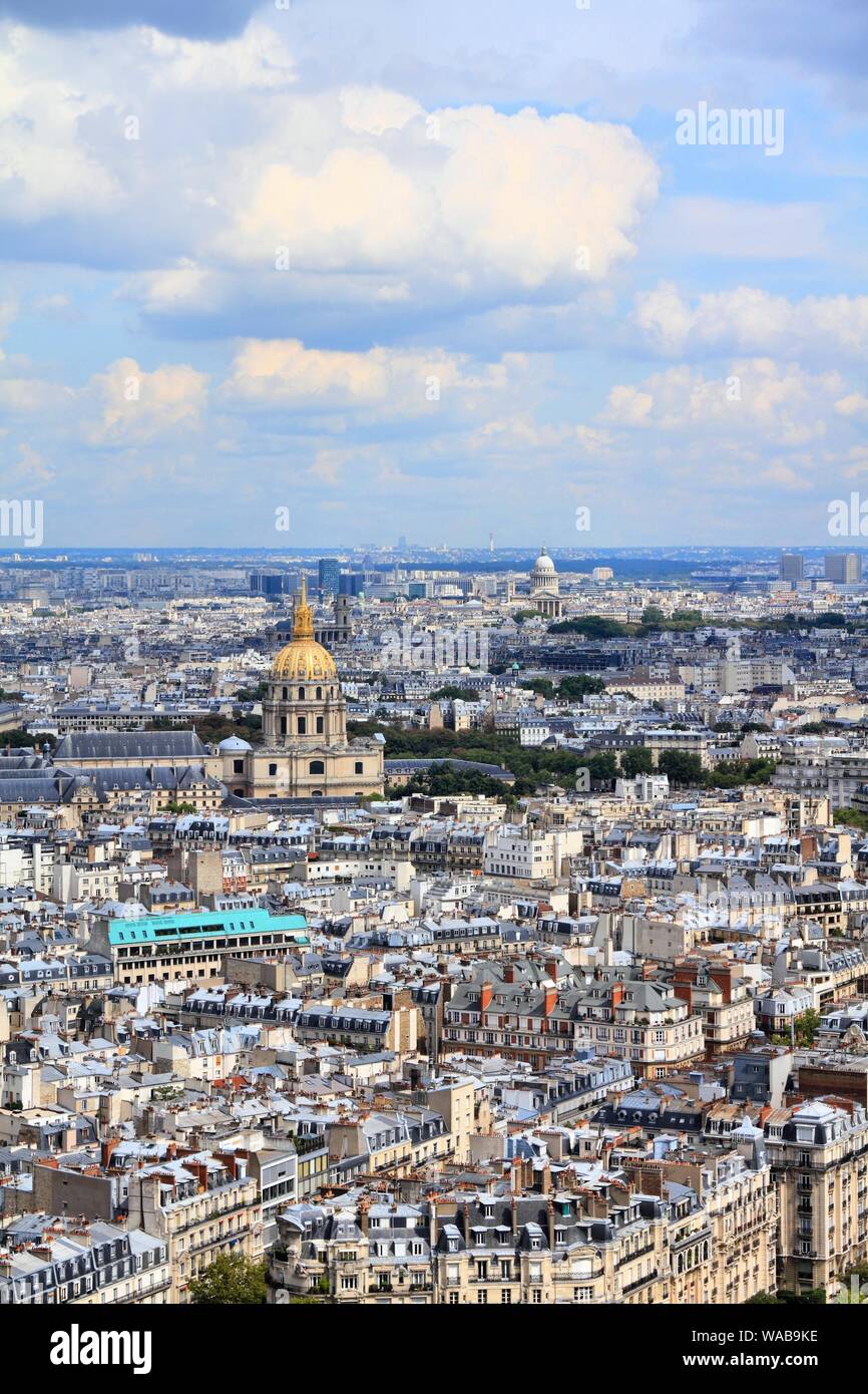 Paris Luftaufnahme vom Eiffelturm - Französisch Hauptstadt Architektur. Stockfoto