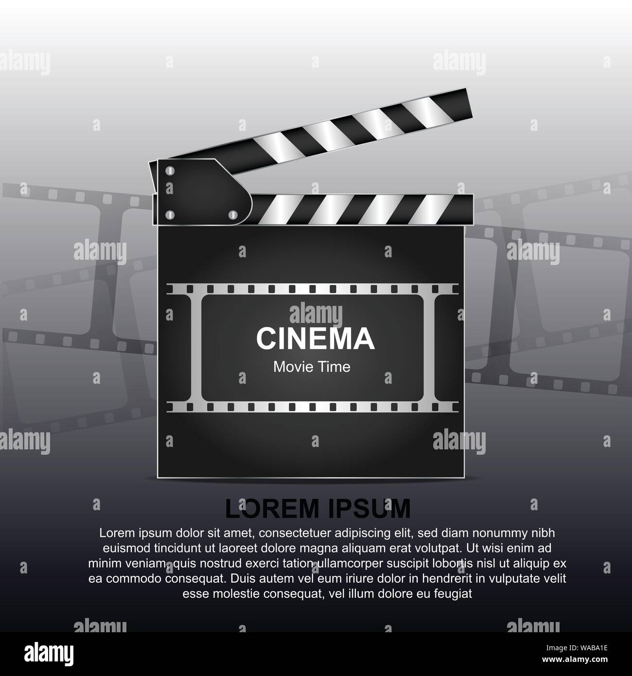 Film Poster oder Flyer Vorlage. Online Kino Hintergrund mit Filmrolle und Klappe Vektor Stock Vektor