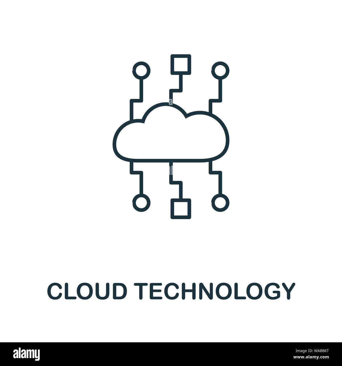 Symbol für Cloud-Technologie. Thin Outline Stil Design aus Web-Hosting-Icons Sammlung. Creative Cloud Technology Icon für Webdesign, Apps, Software Stock Vektor