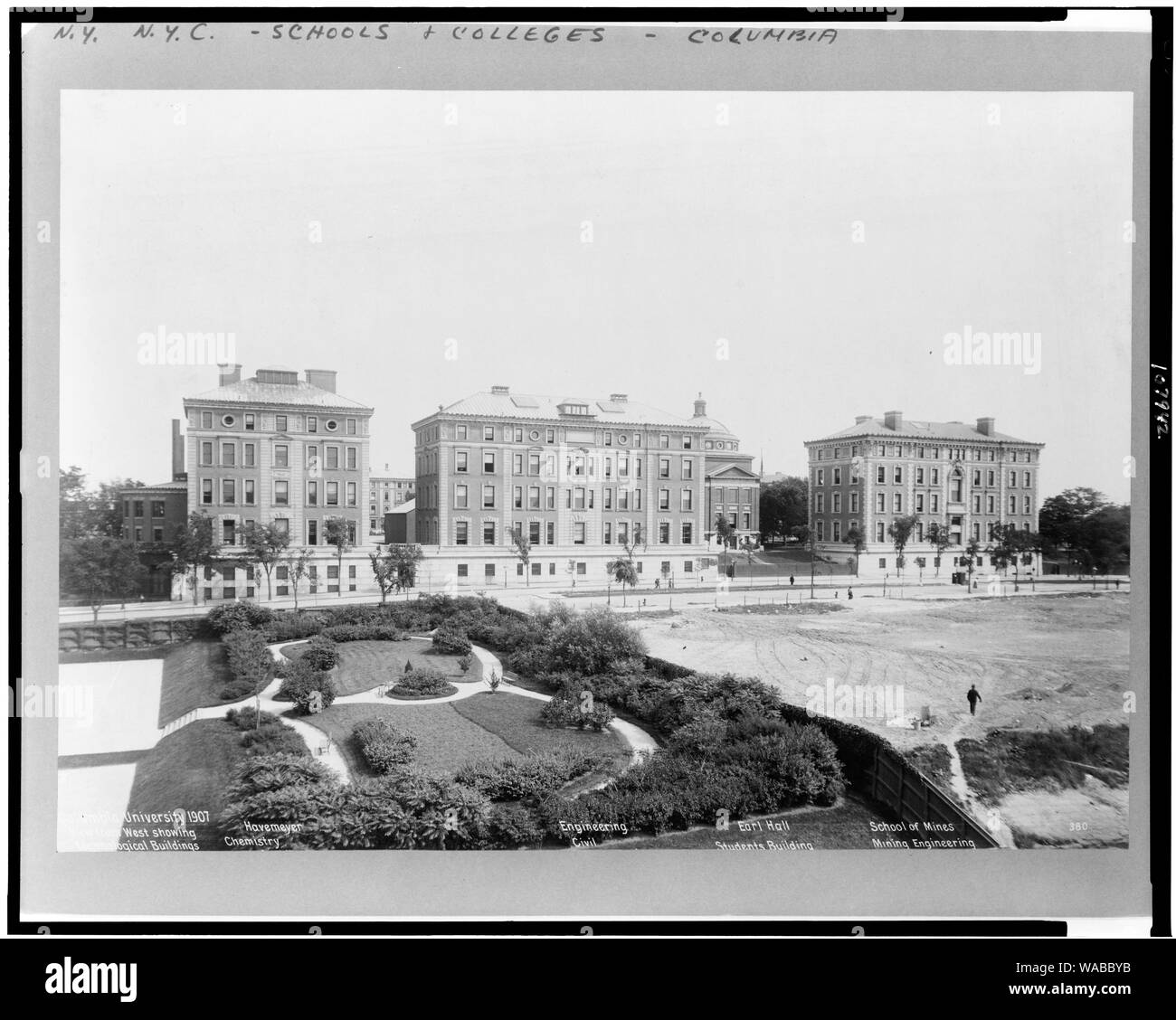 An der Columbia University 1907. Blick von West Übersicht technologische Gebäude Stockfoto