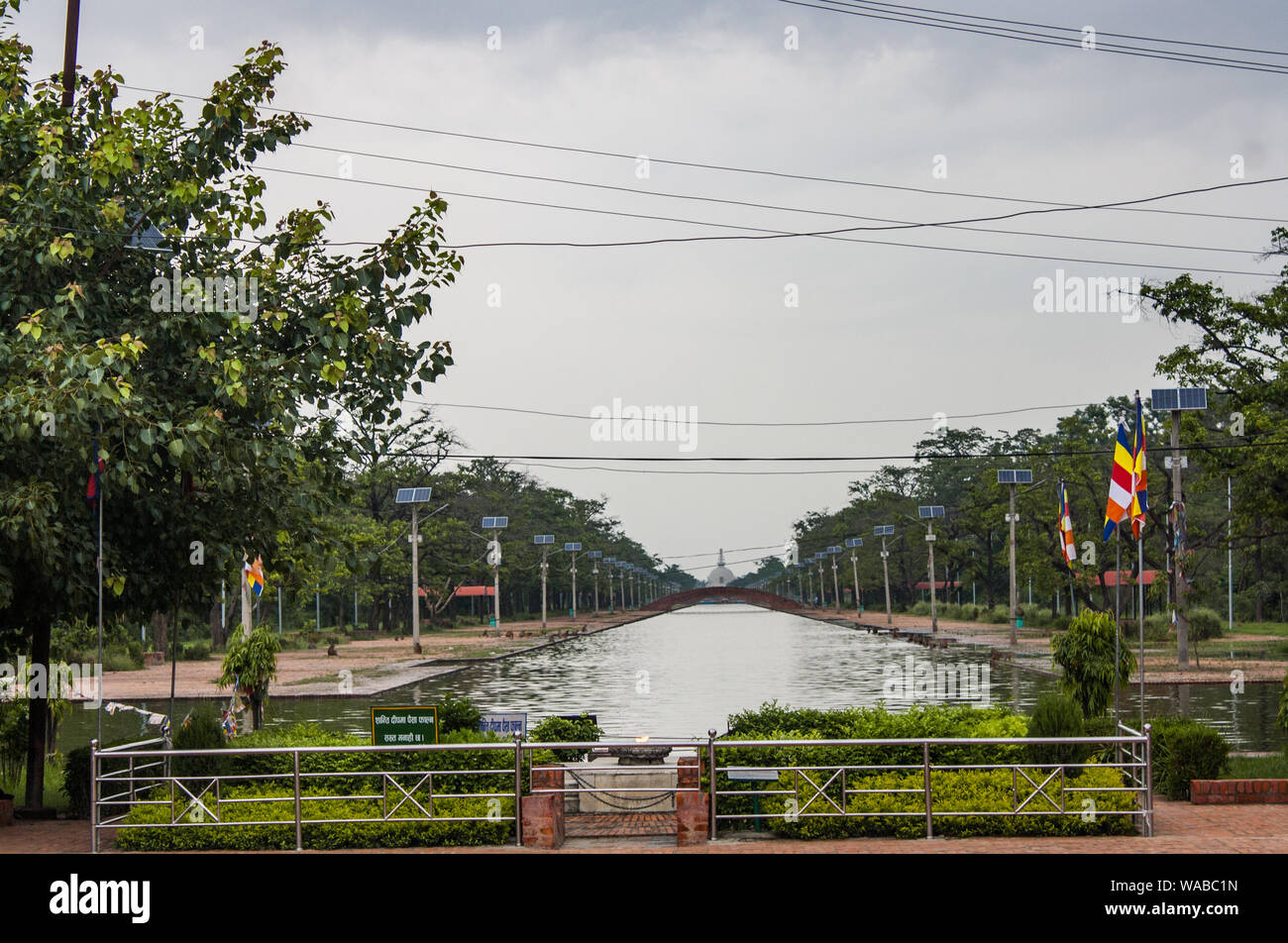 Der ewige Friede Flamme, Lumbini, Nepal Stockfoto