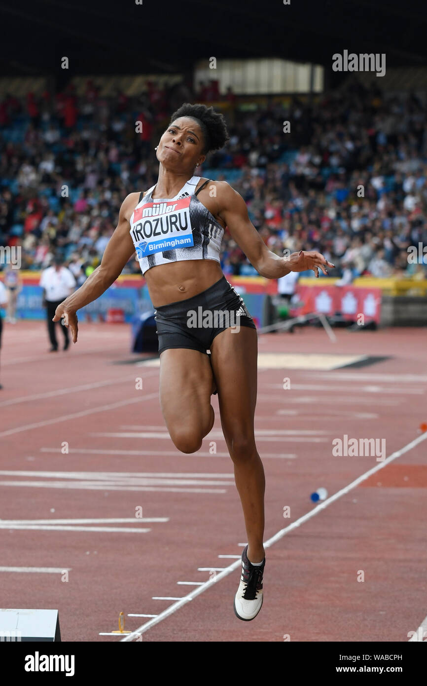 Birmingham. UK.. 18. August 2019. Abigail Irozuru (GBR) in Aktion im Weitsprung der Frauen an der Muller Grand Prix. IAAF Diamond League Athletik. Alexander Stadium. Birmingham Stockfoto