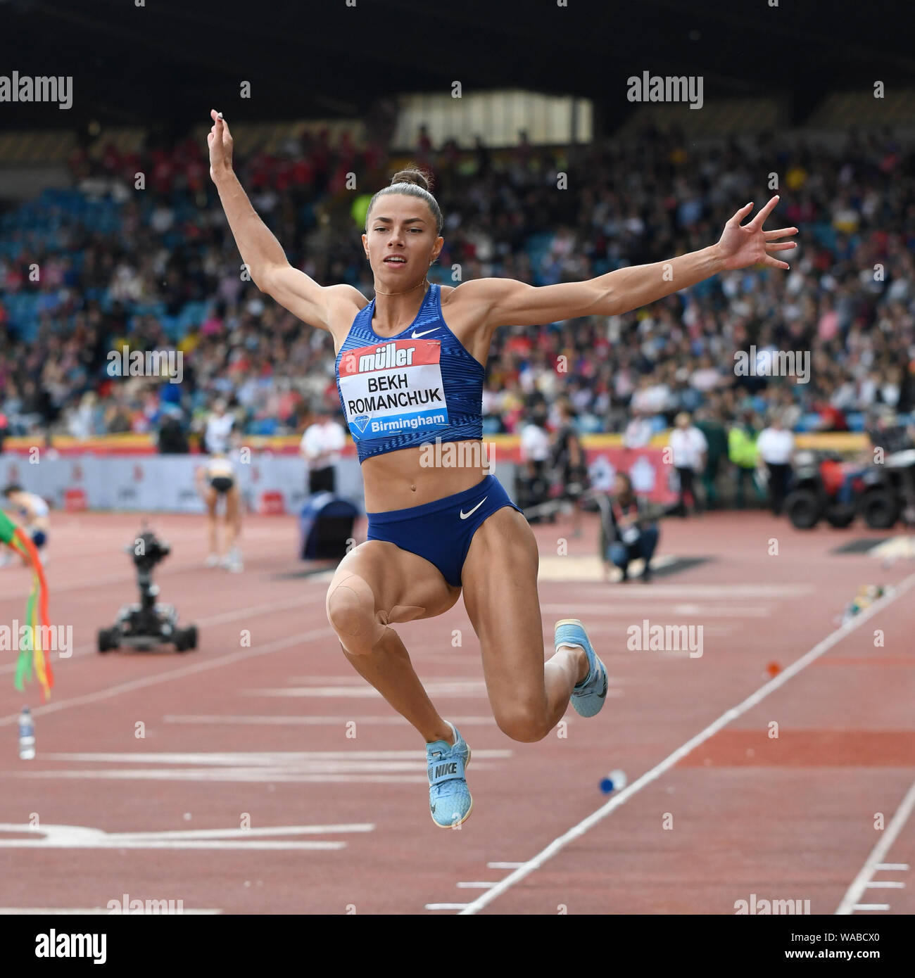 Birmingham. UK.. 18. August 2019. Maryna Bekh-Romanchuk (UKR) in Aktion im Weitsprung der Frauen an der Muller Grand Prix. IAAF Diamond League Athletik. Alexander Stadium. Birmingham Stockfoto