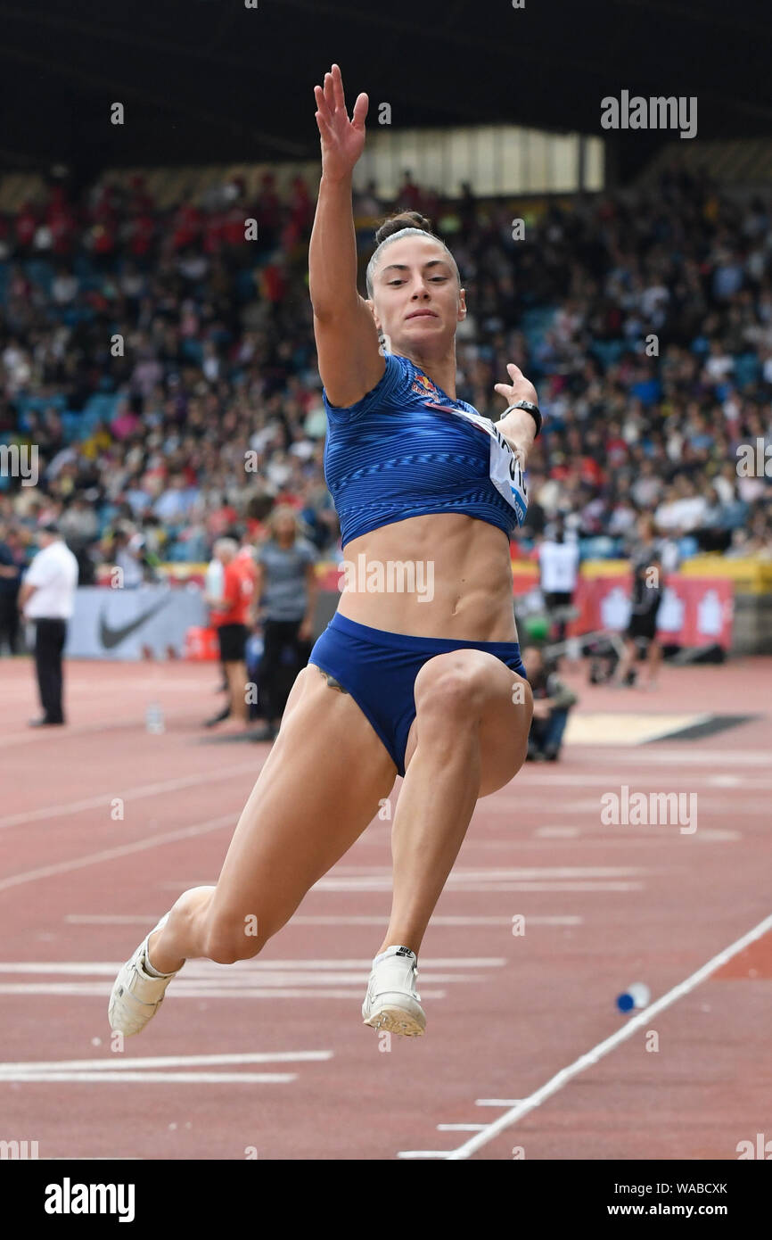 Birmingham. UK.. 18. August 2019. Ivana Spanovic (SRB) in Aktion im Weitsprung der Frauen an der Muller Grand Prix. IAAF Diamond League Athletik. Alexander Stadium. Birmingham Stockfoto