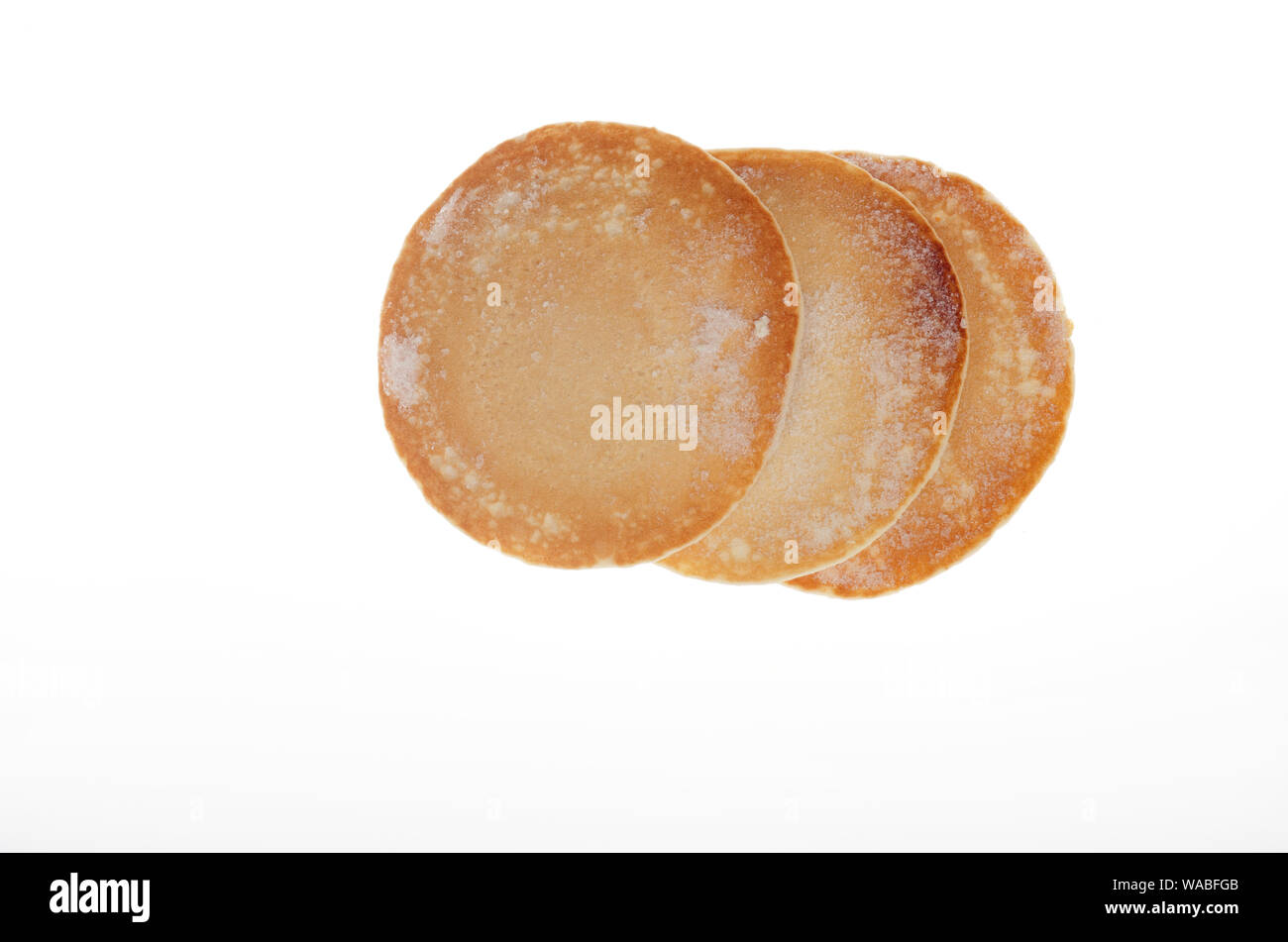 3 gefrorene Pfannkuchen mit Eiskristallen Stockfoto