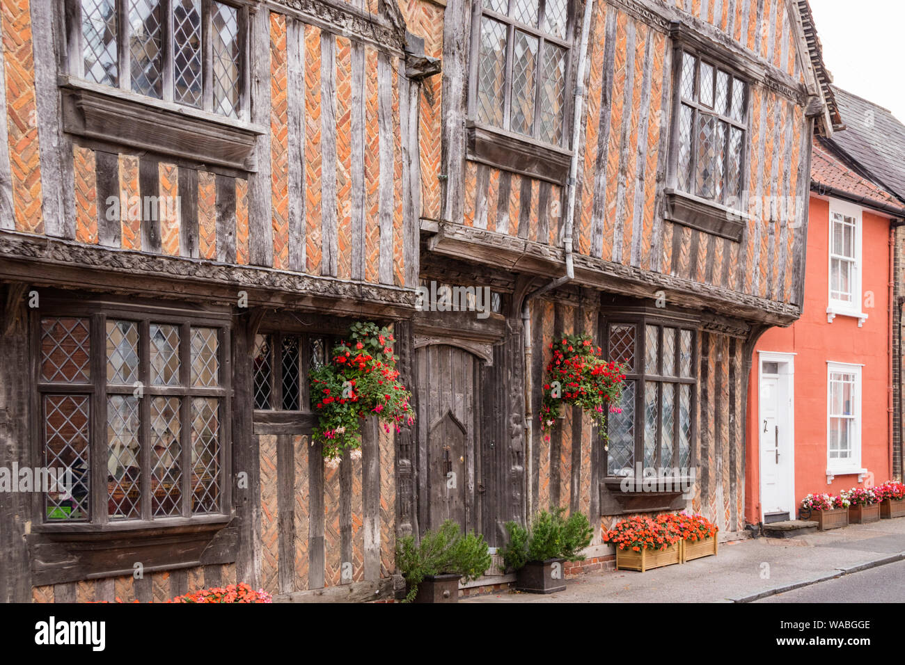 Die malerischen mittelalterlichen Dorf Lavenham, Suffolk, England, Großbritannien Stockfoto