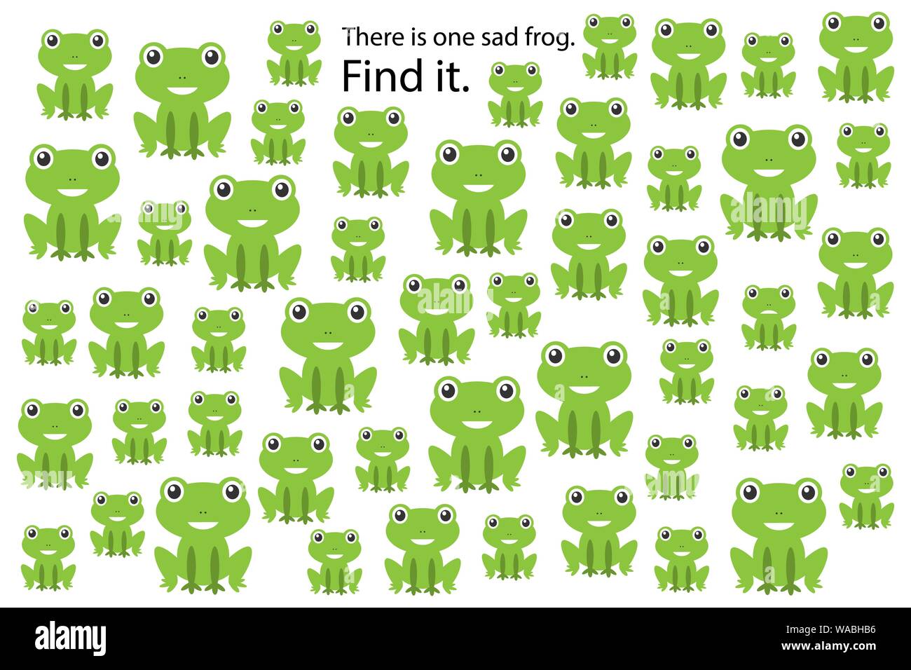 Traurig Frosch, Bildung puzzle Spiel für Kinder, Vorschule Arbeitsblatt Aktivität für Kinder, Aufgabe für die Entwicklung des logischen Denkens und Verstand finden, vecto Stock Vektor