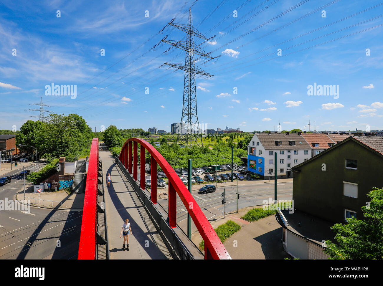 Essen, Ruhrgebiet, Nordrhein-Westfalen, Deutschland - Fahrrad Autobahn, Ruhr RS1 Express Route hier im Krupp-park in der westlichen Viertel o Stockfoto