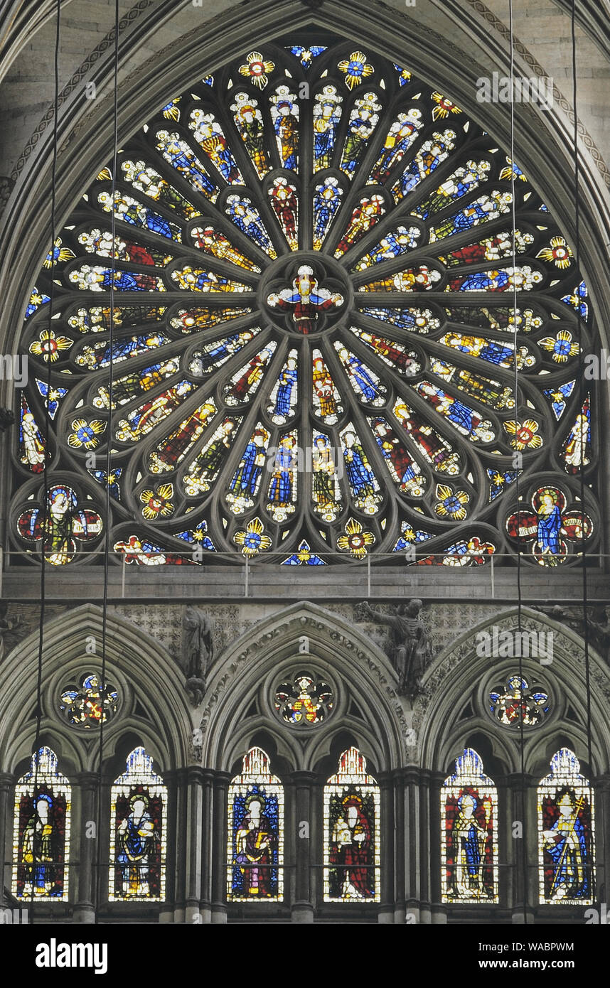 Der Süden Rosette, Westminster Abbey, London, England, Großbritannien Stockfoto
