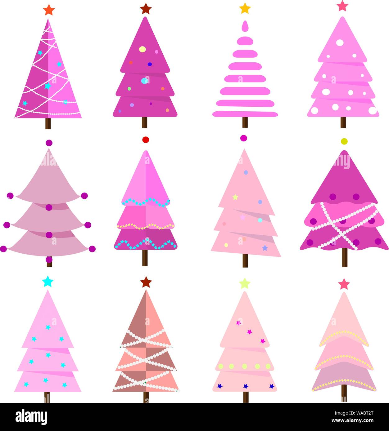 Große Sammlung der Weihnachtsbäume, Modern, interessant, flache Bauform. Stock Vektor