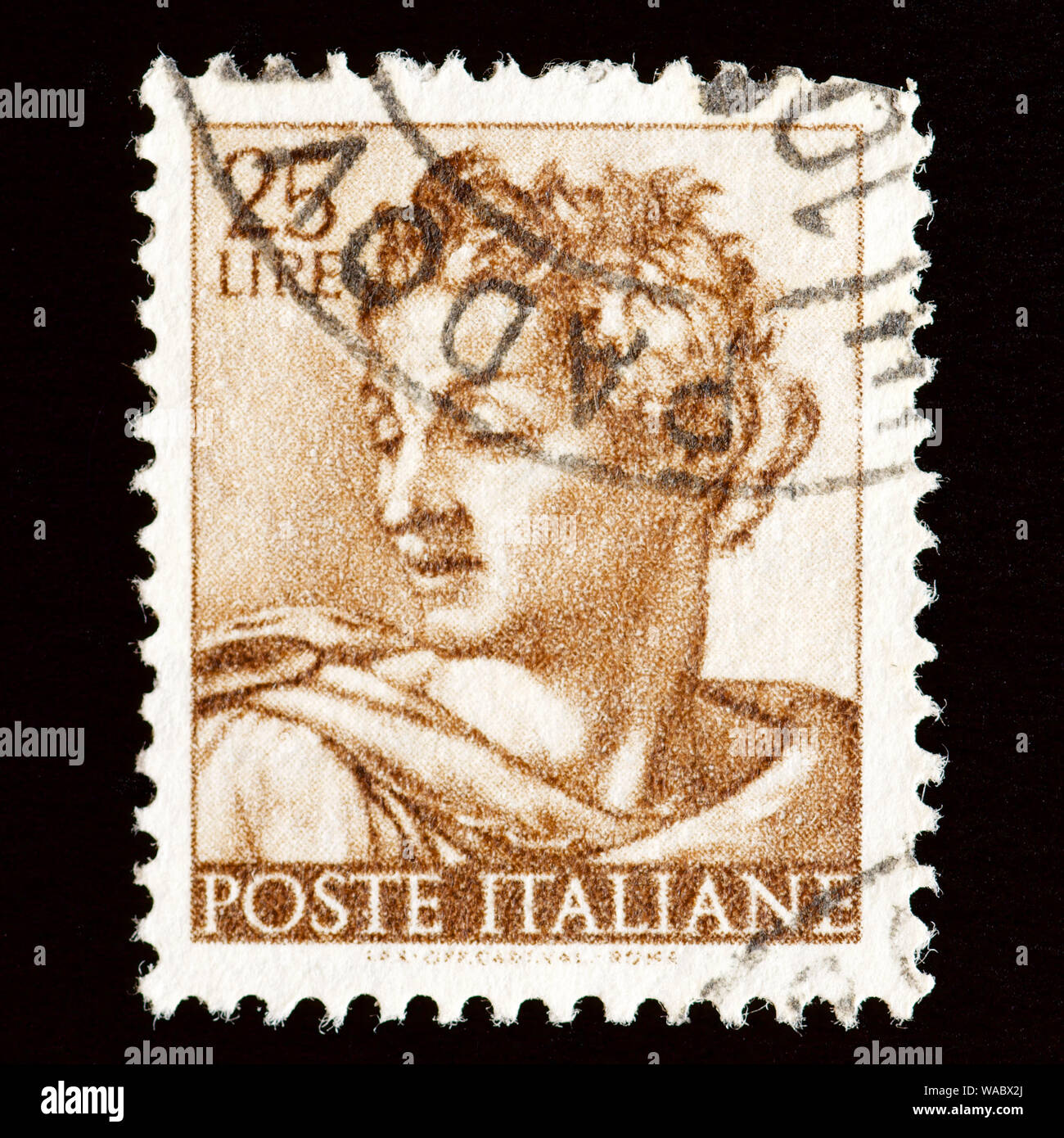 Italien Briefmarke - Werke von Michelangelo Stockfoto