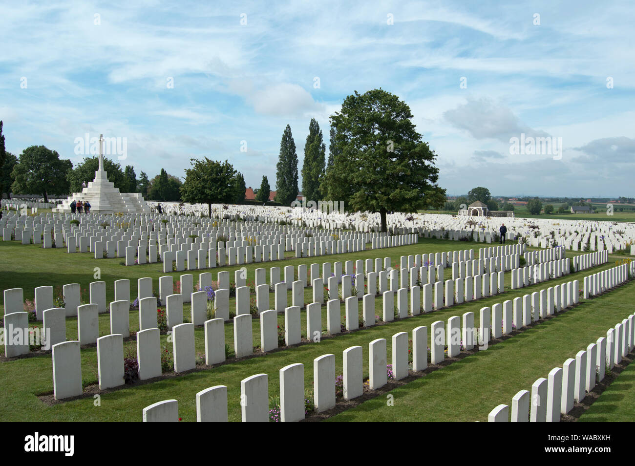 Gräber an der Tyne Cot Friedhof, Ypern, Belgien Stockfoto