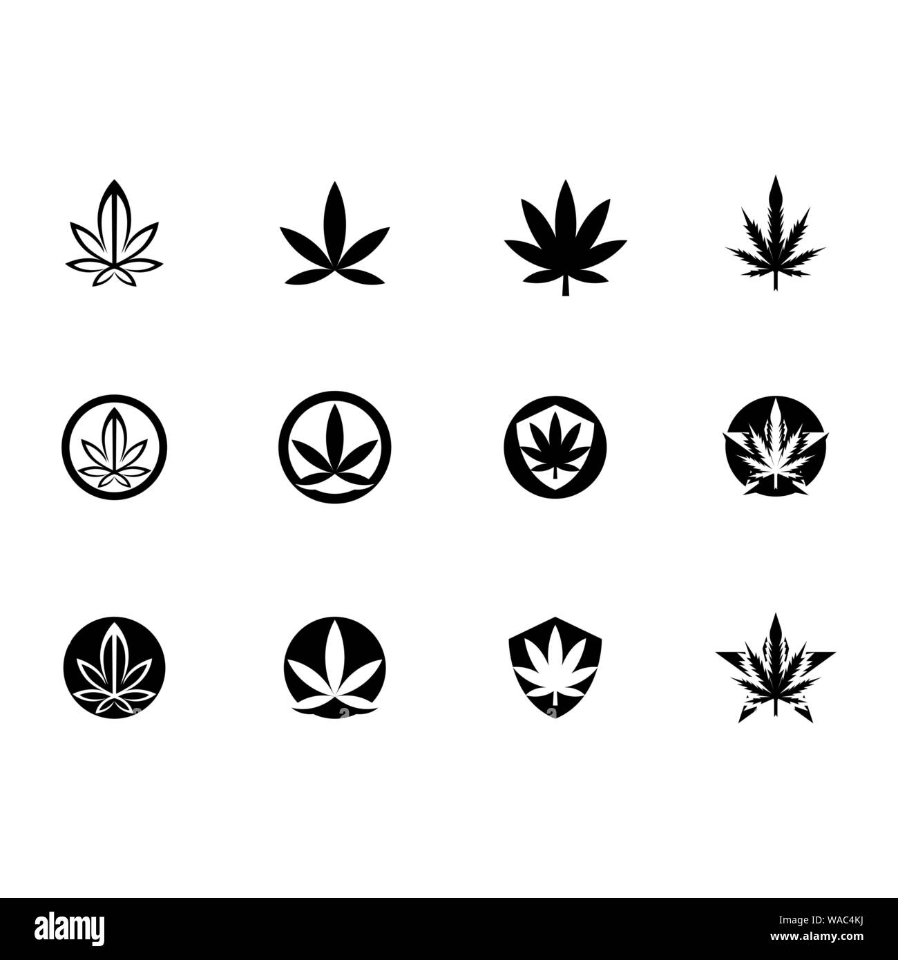 Cannabis marihuana Hanf blatt Logo und Symbol Stock Vektor