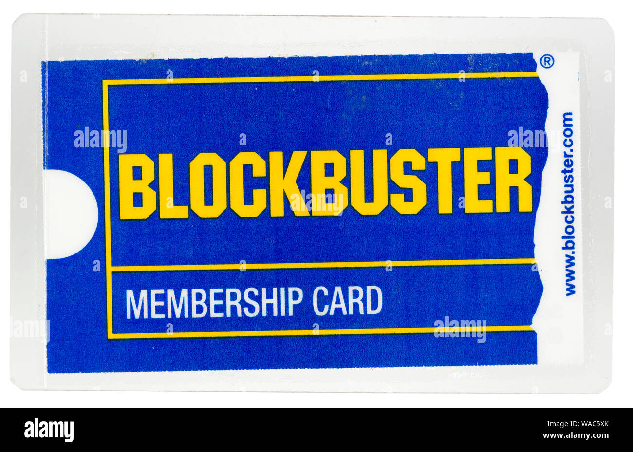 Die Mitgliedskarte für Blockbuster LLC, auch bekannt als Blockbuster und ehemals Blockbuster Video Entertainment, Inc., ein amerikanischer Anbieter von Home Stockfoto