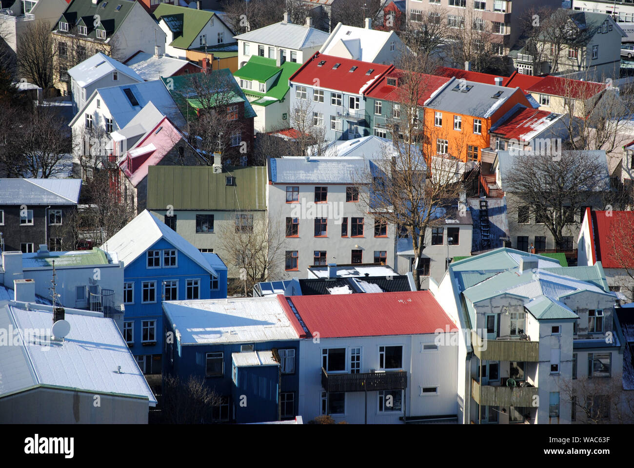 Farbenfrohe Gebäude in Reykjavik, der Hauptstadt Islands Stockfoto