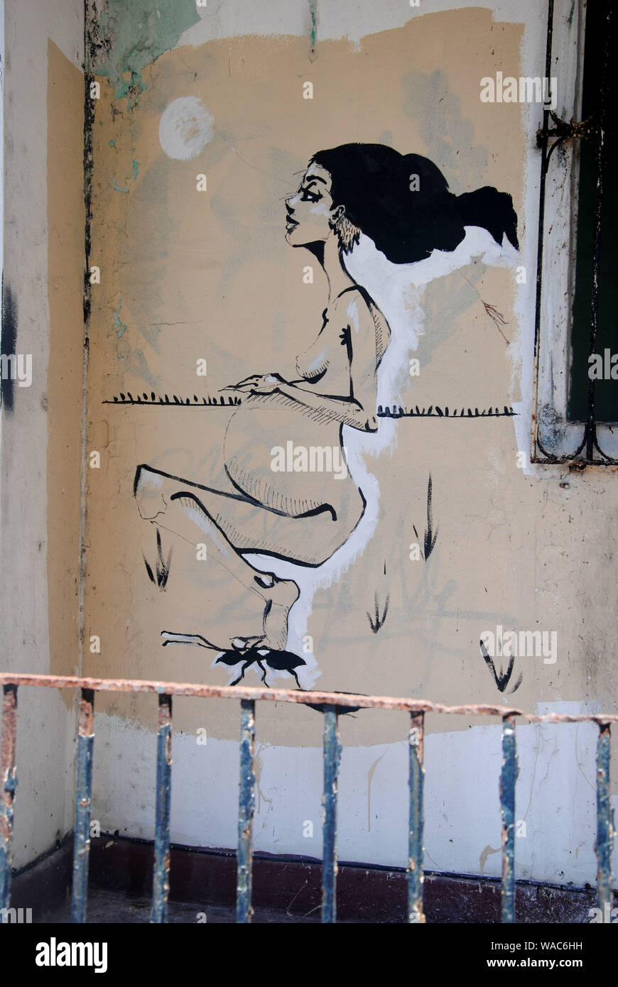 Wandbild einer schwangeren Frau von unbekannter Künstler, San Juan, Puerto Rico Stockfoto