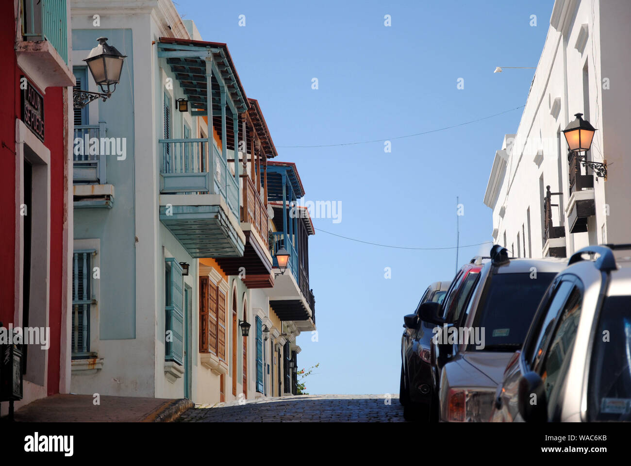 Straßenszene in Old San Juan, Puerto Rico Stockfoto