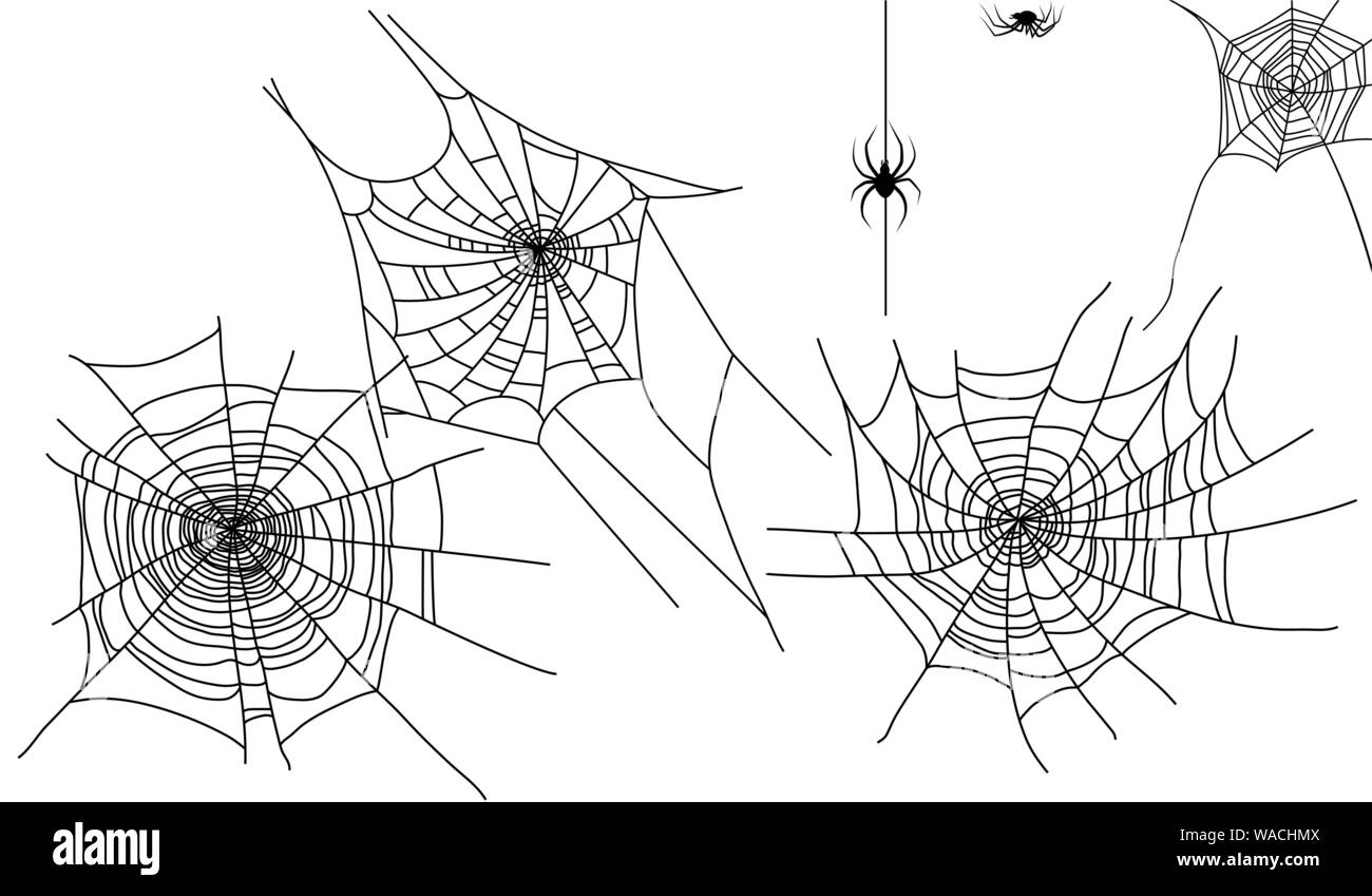 Spinnen und Spinnweben Elemente Stock Vektor