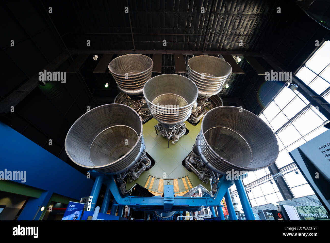 Die Geschichte der bemannt Raumfahrt im Space und Rocket Center in Huntsville, Alabama. Dies ist der 50. Jahrestag der Mondlandung. Stockfoto