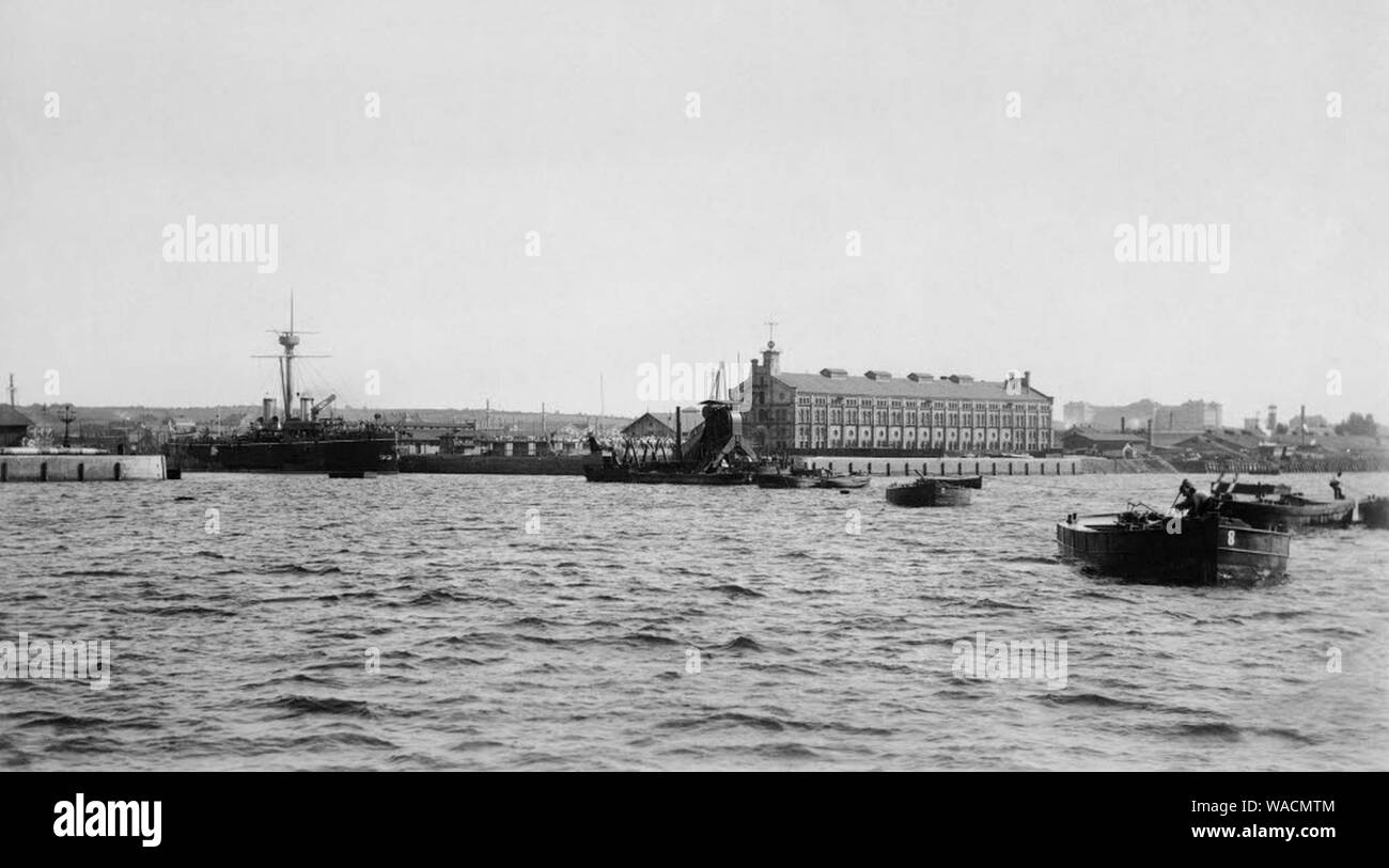 Dockeinfahrt der Kaiserlichen Werft Kiel (44.680). Stockfoto
