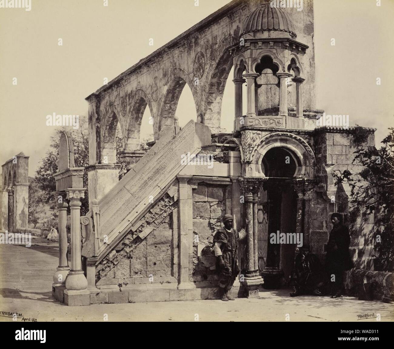 Felsendom, Kanzel und Arcade, Francis Bedford 1862. Stockfoto