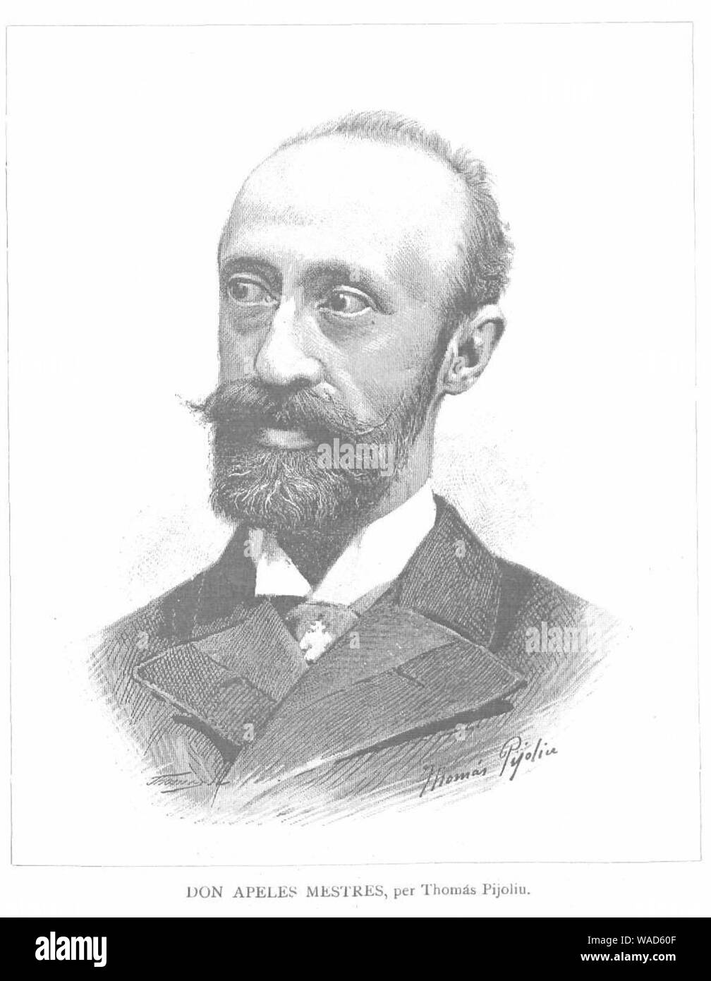 Don Apeles Mestres, de Thomás Ilustració Pijoliu, La Catalana, 15-01-1893. Stockfoto