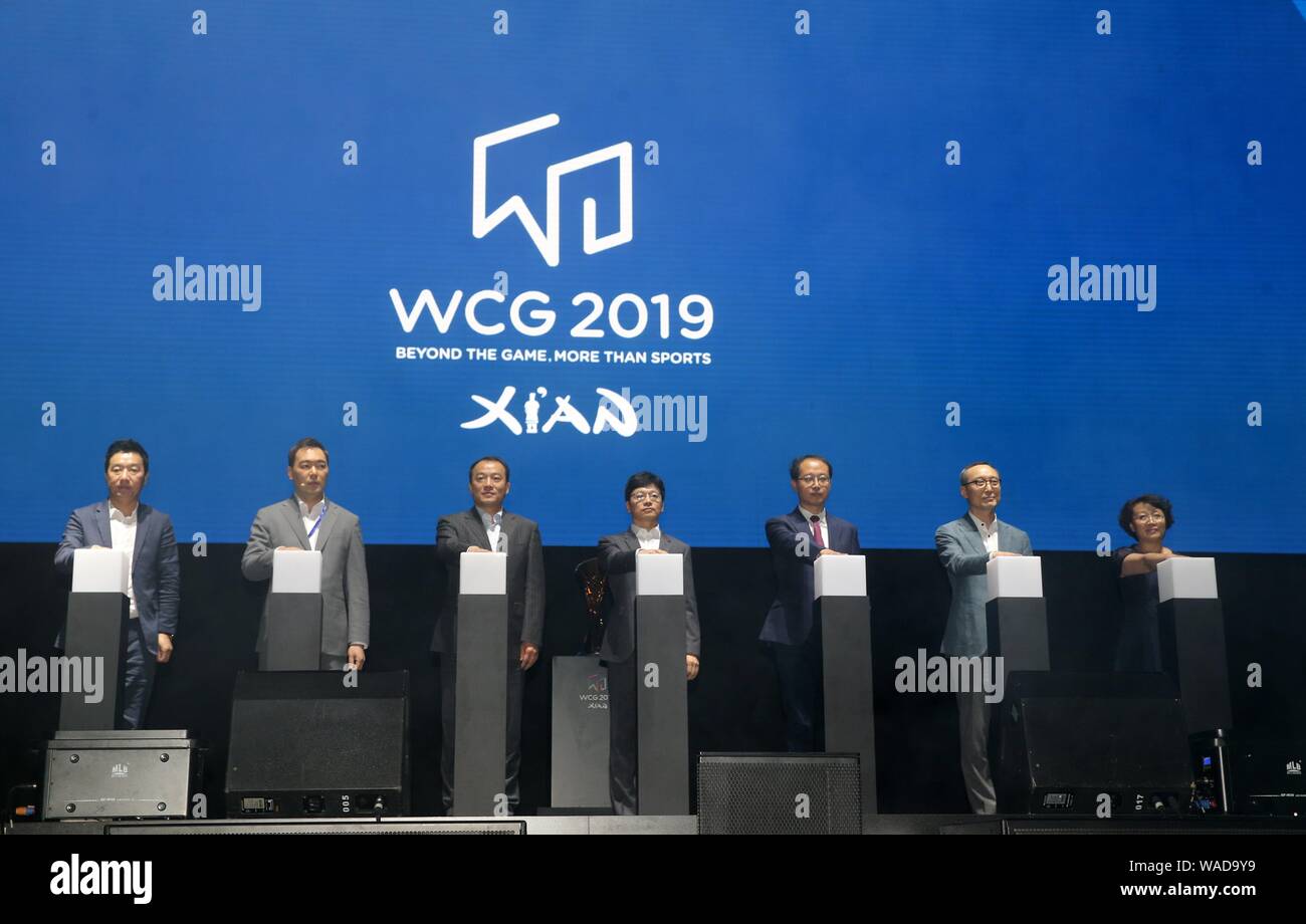 Die WCG 2019 Finale ist in der Stadt Xi'an, Provinz Shaanxi im Nordwesten Chinas, 18. Juli 2019 gestartet. WCG Inc. (World Cyber Games) offiziell angekündigt t Stockfoto