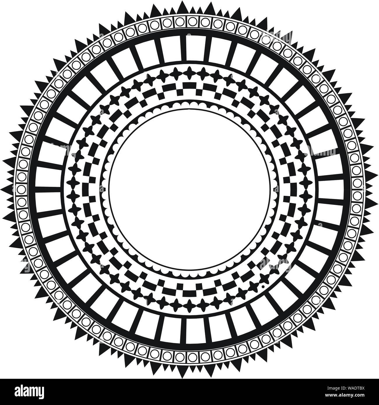 Tribal folk aztekische geometrische Muster im Kreis Stock Vektor