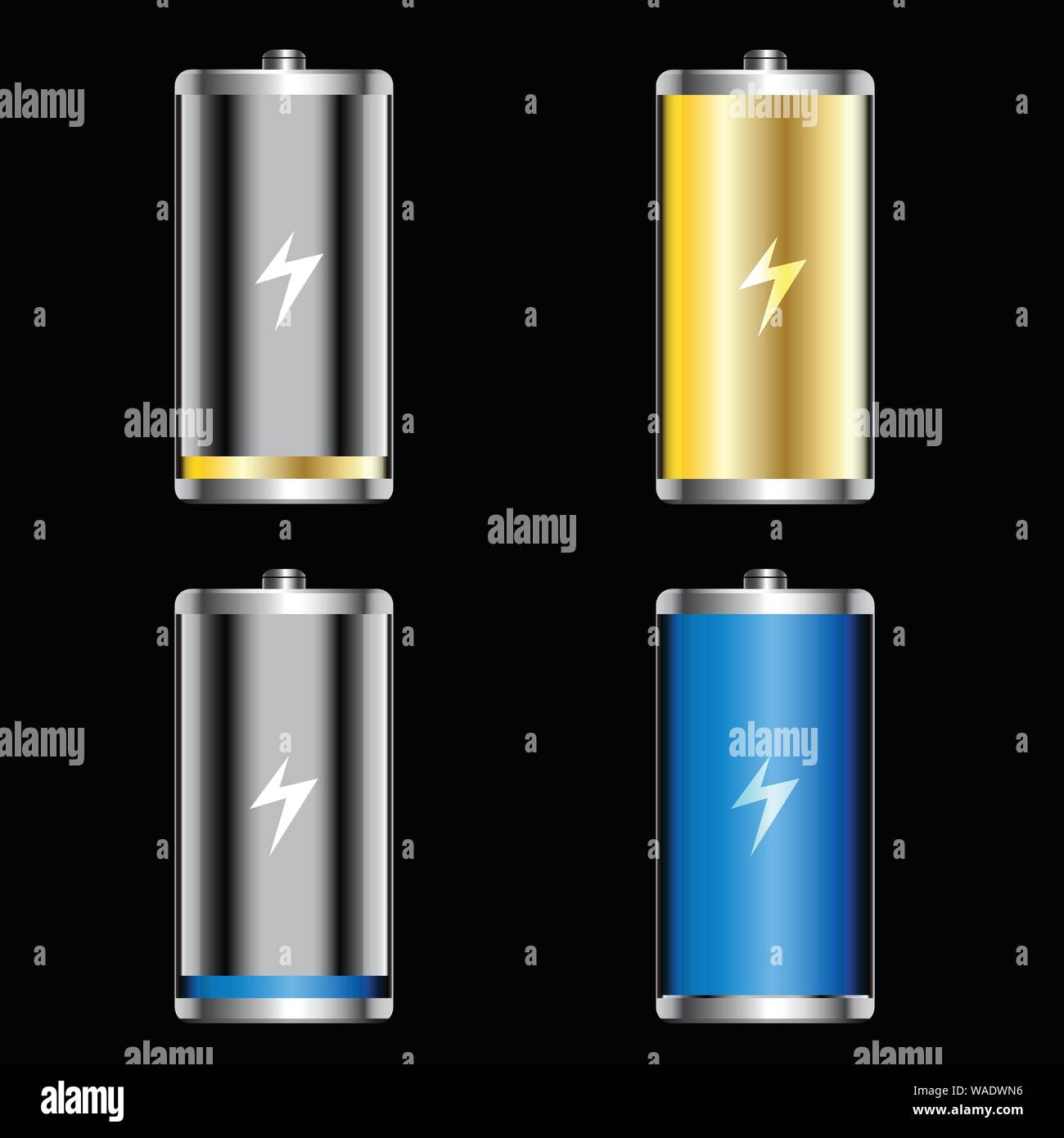 Symbol Batterie schwach und voller Stock Vektor