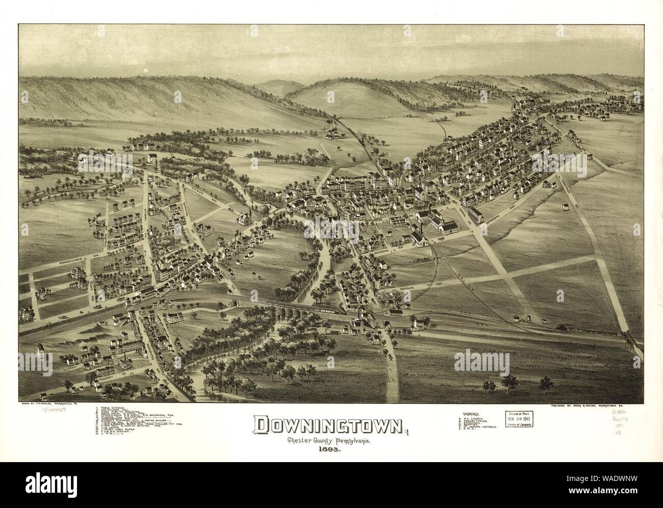 Downingtown, Chester County, Pennsylvania 1893. Stockfoto