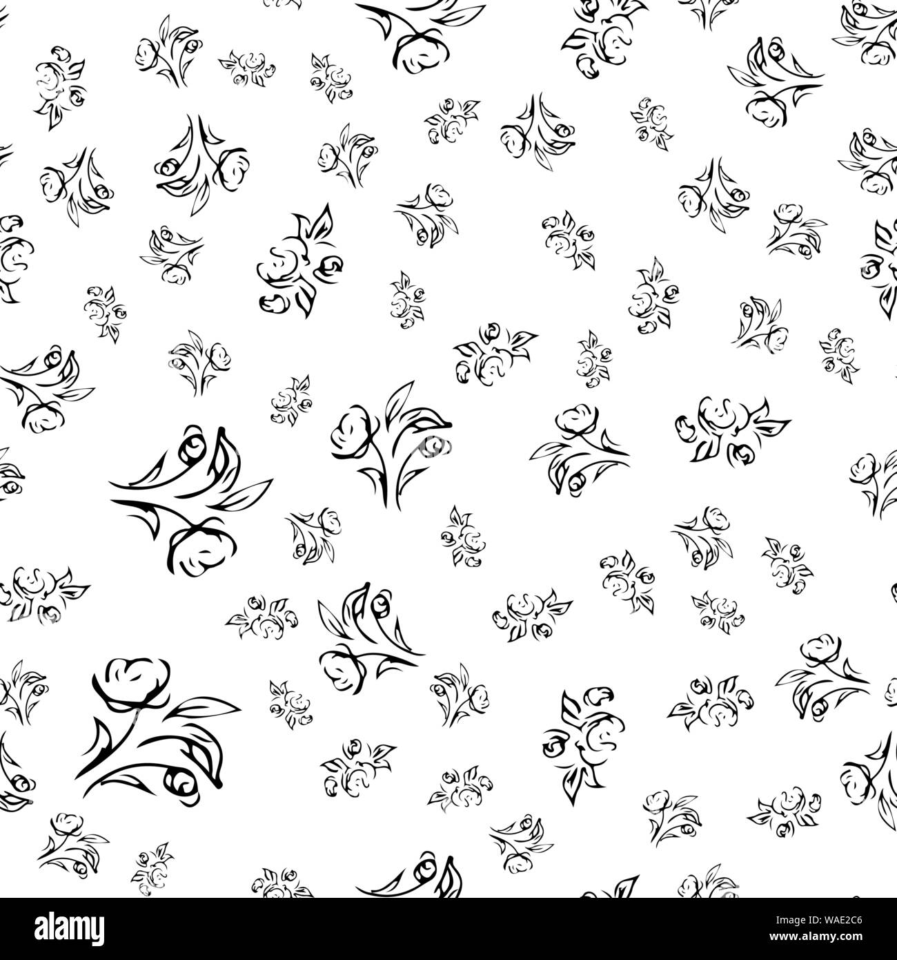 Hand gezeichnet Rose nahtlose Muster für Print Design. Rose Blumen nahtlose Muster. Feder Textil Textur. Design Element wiederholen. Stock Vektor