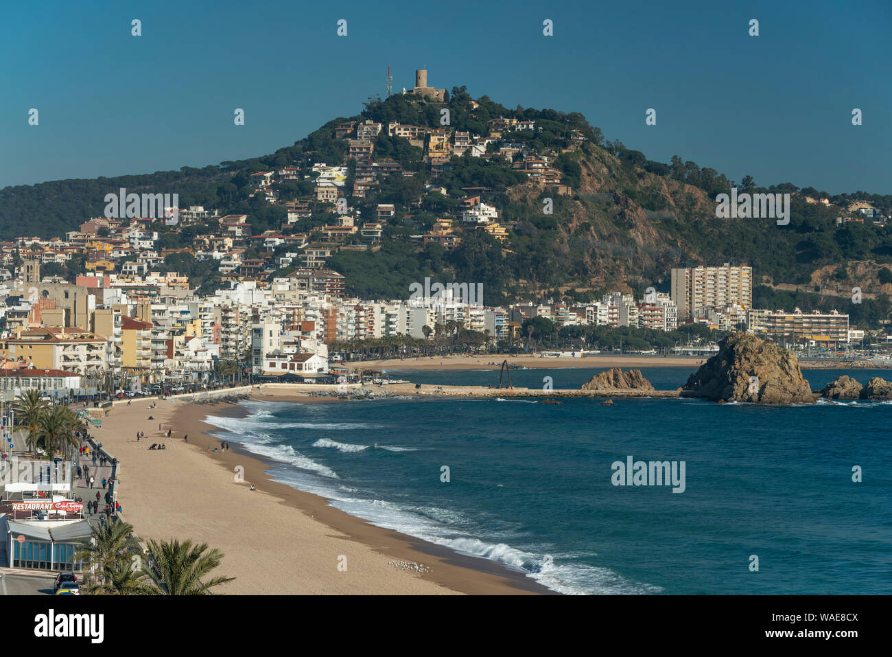 Strand Sabanell ALTSTADT BLANES COSTA BRAVA GERONA KATALONIEN SPANIEN Stockfoto