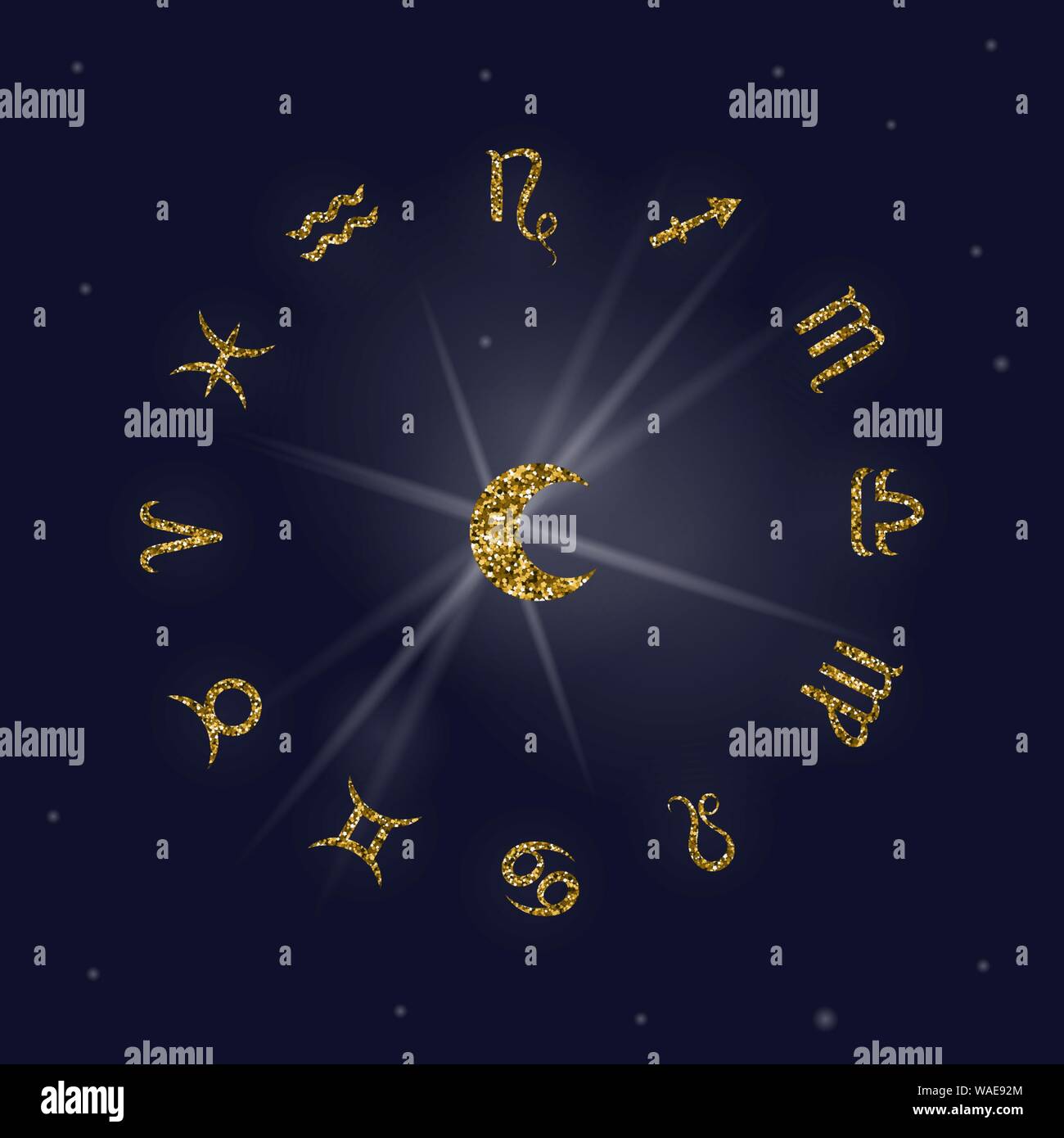 Sternzeichen. Astrologische Horoskop. Vector Illustration Banner. Weltraum, Sterne und Mond Stock Vektor