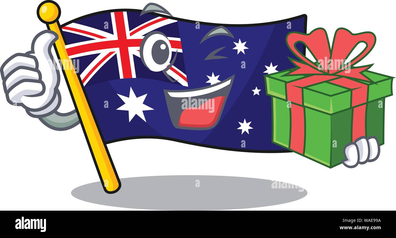 Mit Geschenk Flagge Australien in die zeichenform Stock Vektor