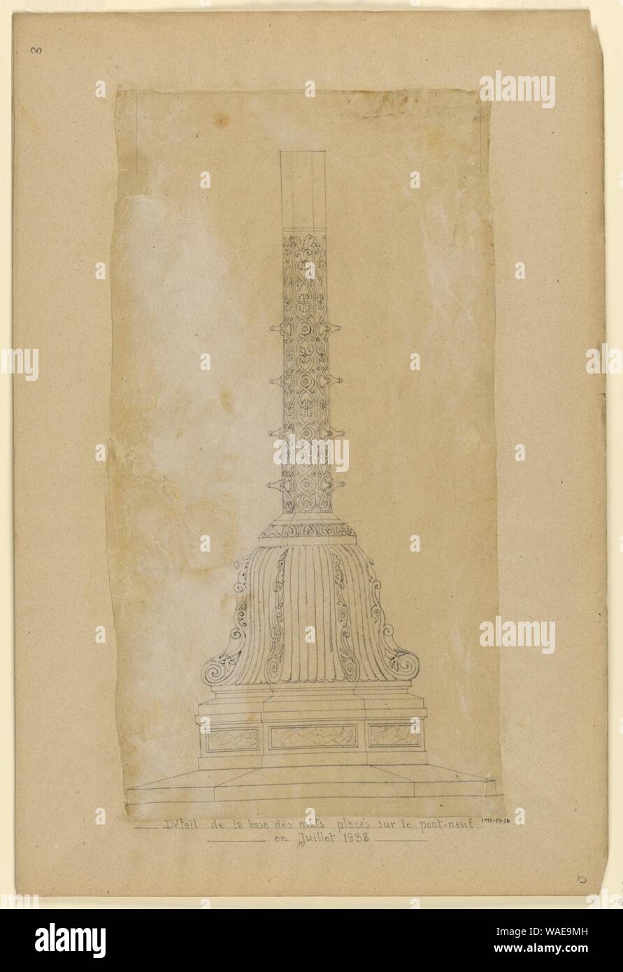 Zeichnung, 'Detail de la base de Matten Orte sur le Pont-neuf en Juillet 1838, 1838 Stockfoto