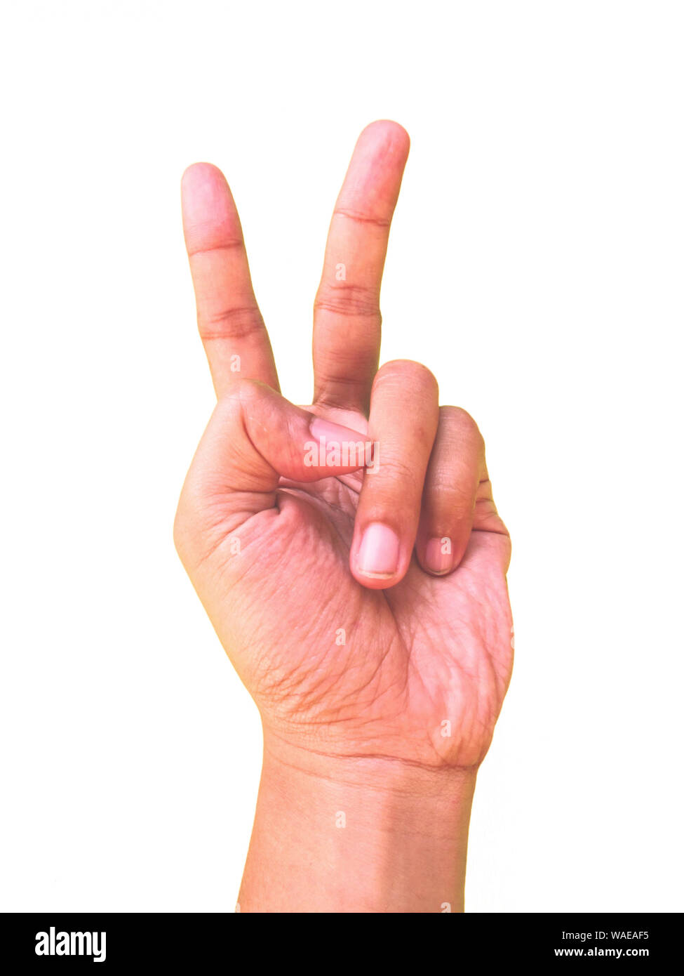 Hand Zeichen für die Nummer 2 oder 2 Symbol Stockfoto
