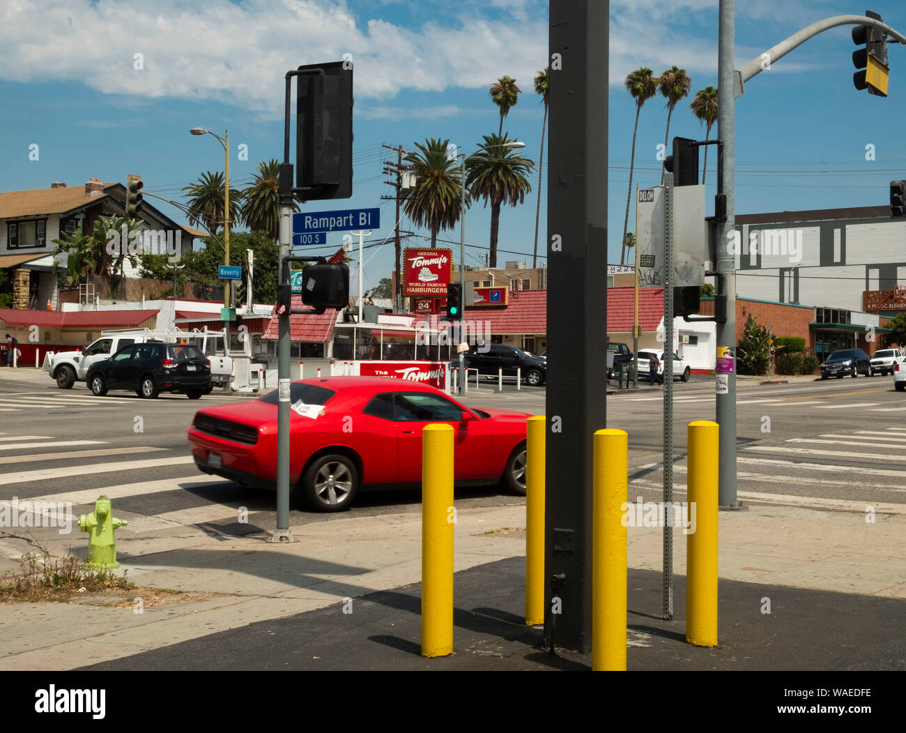 Straße Ecke - Rampart und Beverly - Los Angeles, Kalifornien, Vereinigte Staaten von Amerika Stockfoto